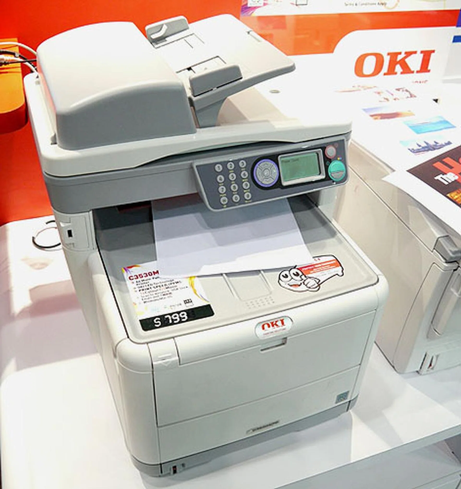 Priced at $799. you'll be paying for good print quality and speeds with the Oki C3530MFP. How so? This A4 multi-function color printer can reach speeds of 20ppm or 16ppm for mono or color prints respectively, and is network ready to hook up your office workstations together.