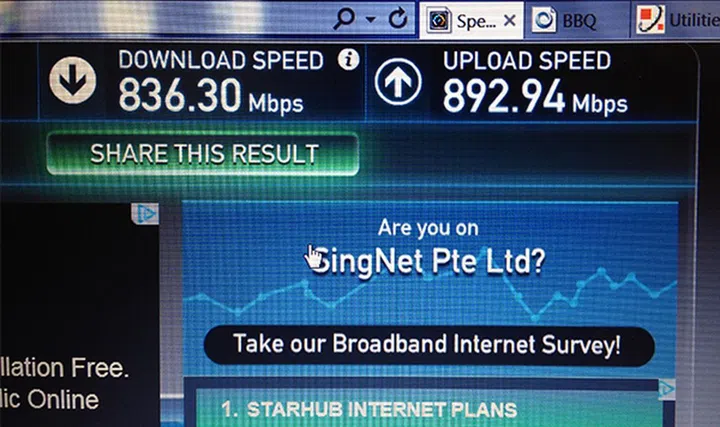 Singtel claims that local connection speeds will be in the region of 800Mbps 95% of the time.