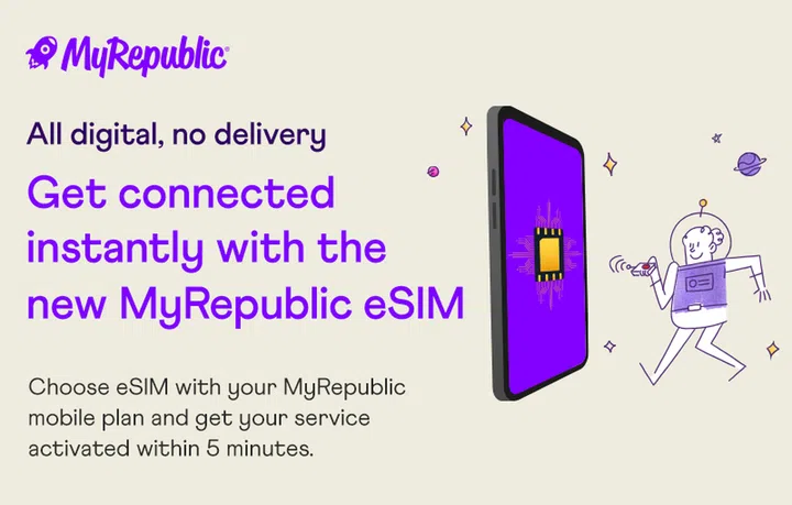 Subscribers don't need a physical SIM if they have an eSIM compatible device. Image courtesy of MyRepublic.