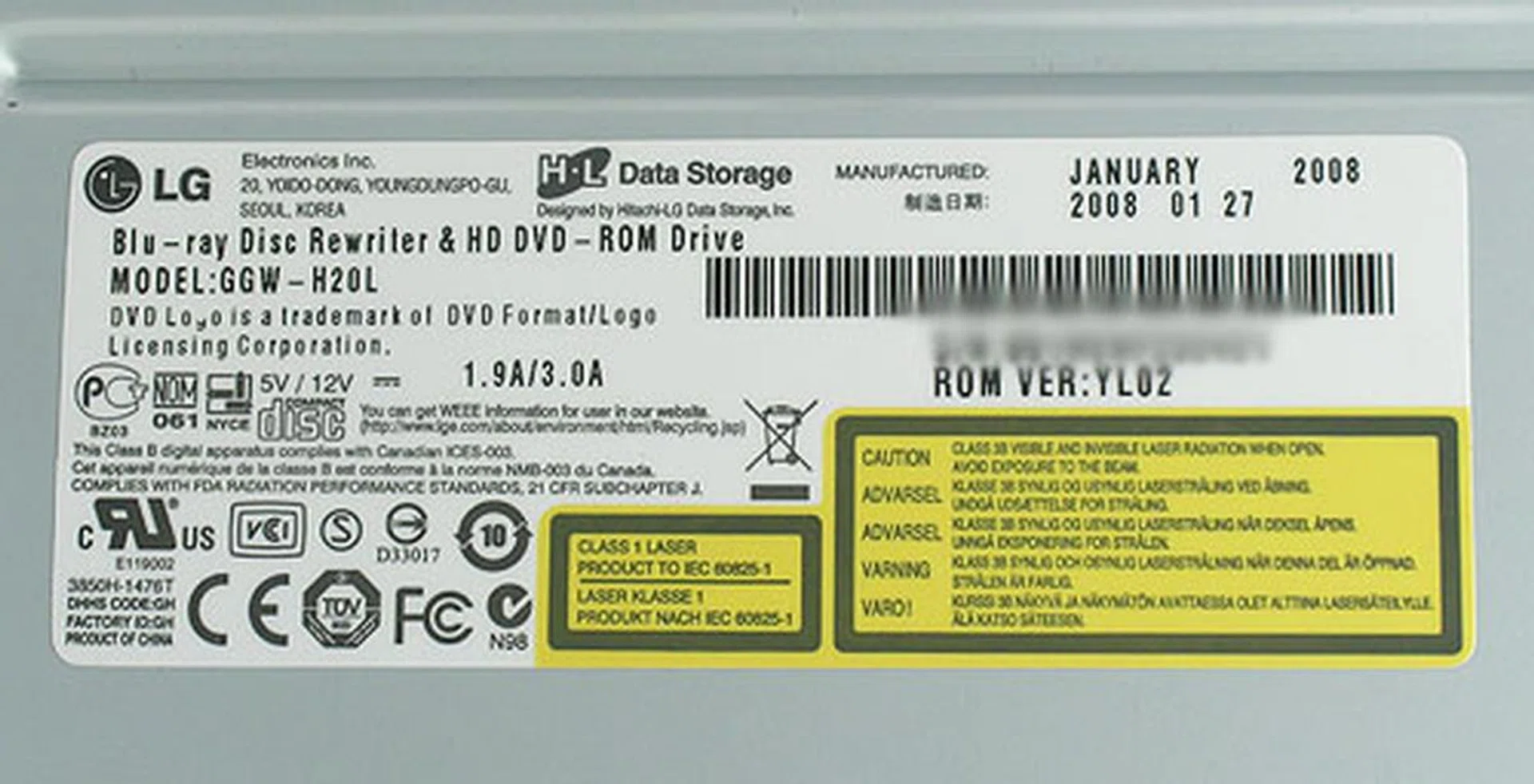 Designed and manufactured by Hitachi/LG in January this year.