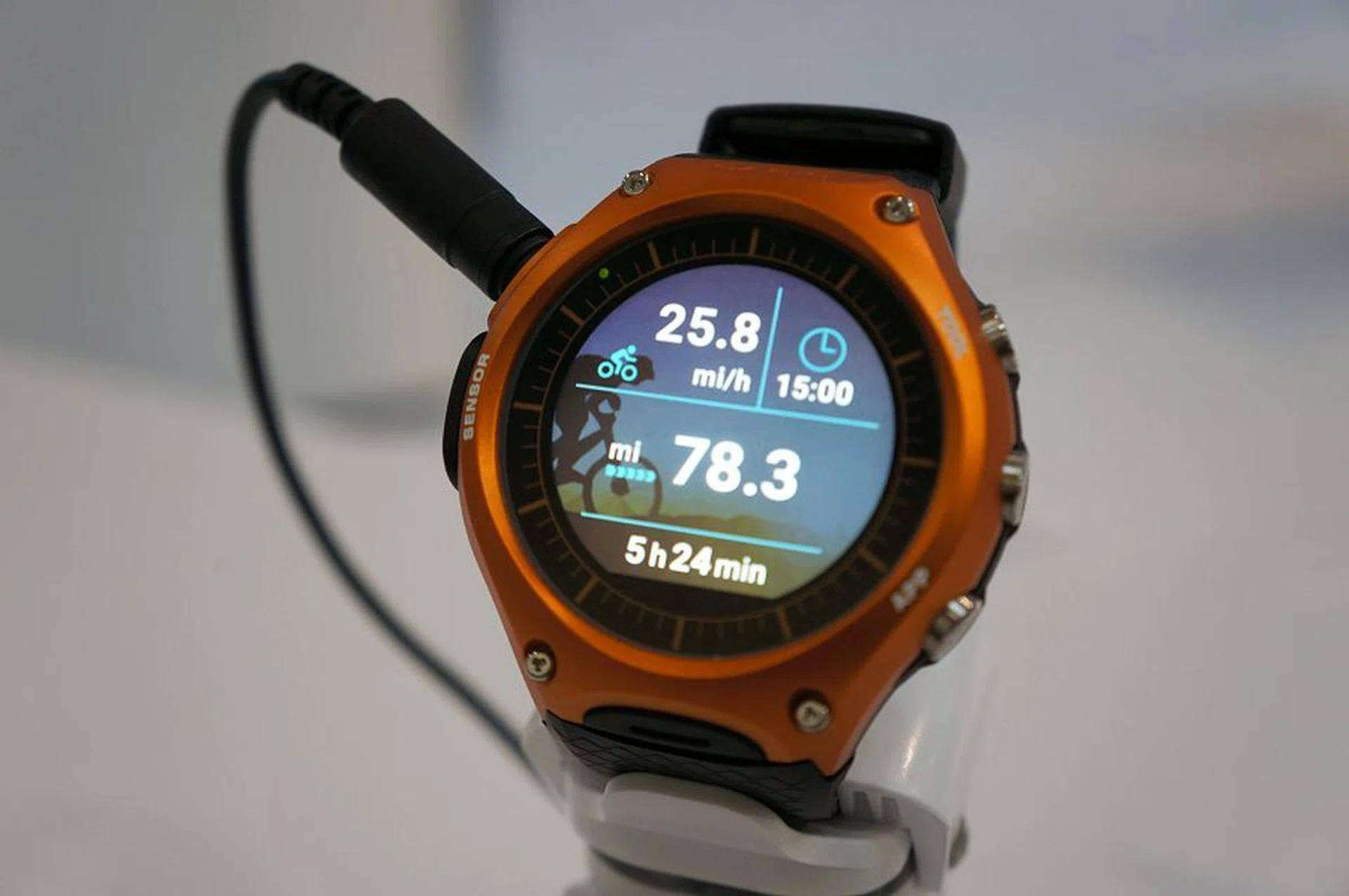 Cycling mode. Monitor vital real-time info without taking out your phone. You can also use voice-activated search on Google Maps through the watch to chart your path.