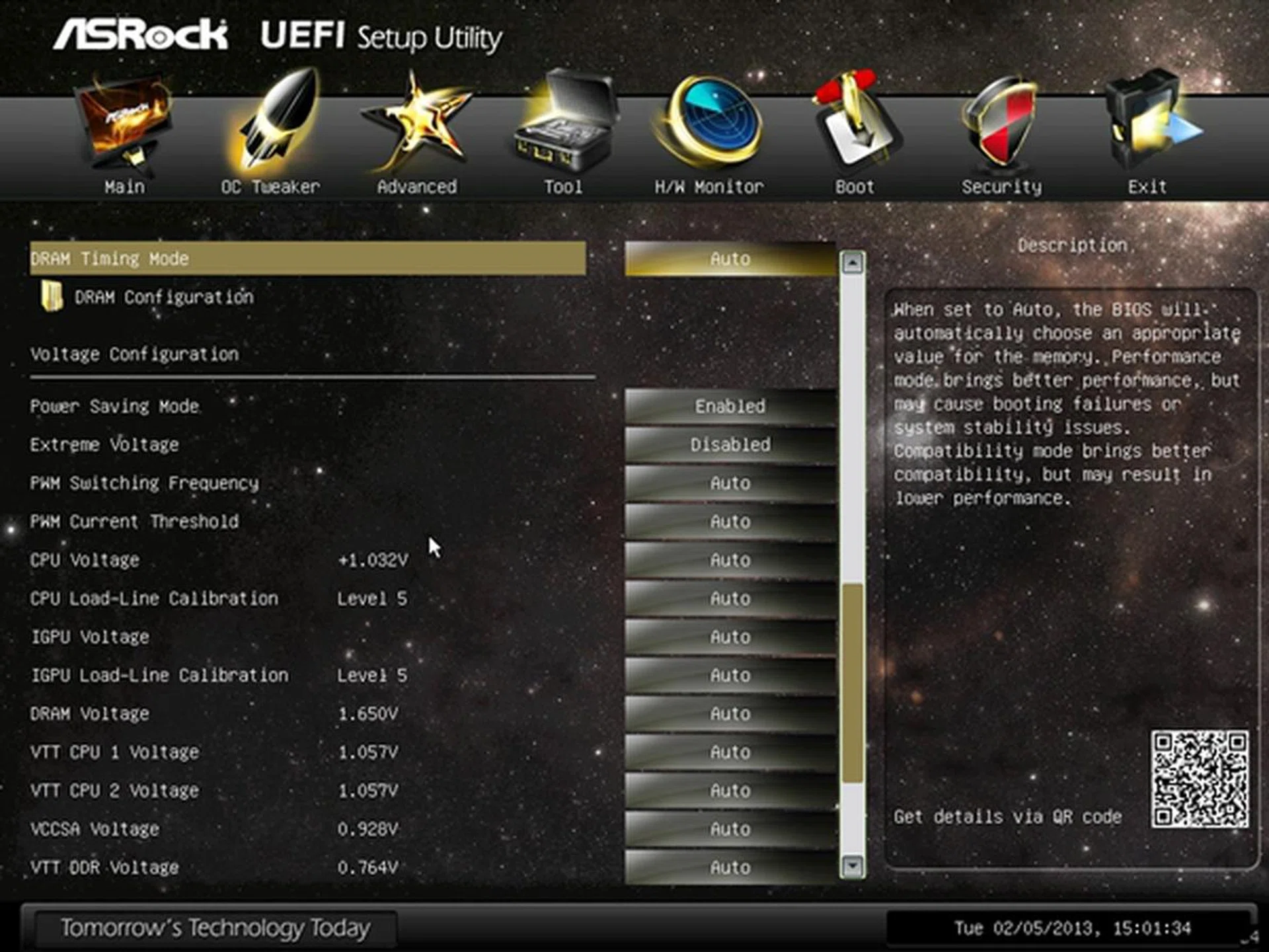 Besides the usual suspects of tweaking voltage and timing configurations, the Z77 OC Formula's UEFI BIOS utility also allows us to adjust the operating frequencies of the PWM components as well as their overall power threshold.