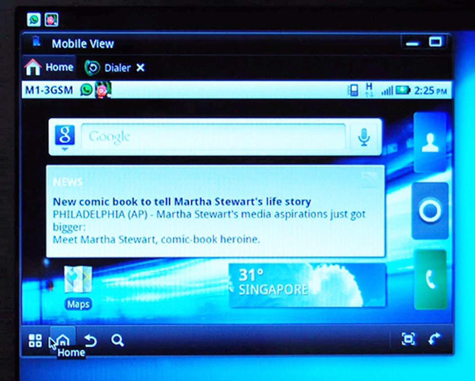Taking a closer look at the Android window, you can see that there are shortcut icons that replace the four touch controls on the smartphone. Clicking on say, the Home icon will bring you back to the Home screen of the smartphone on the Lapdock.