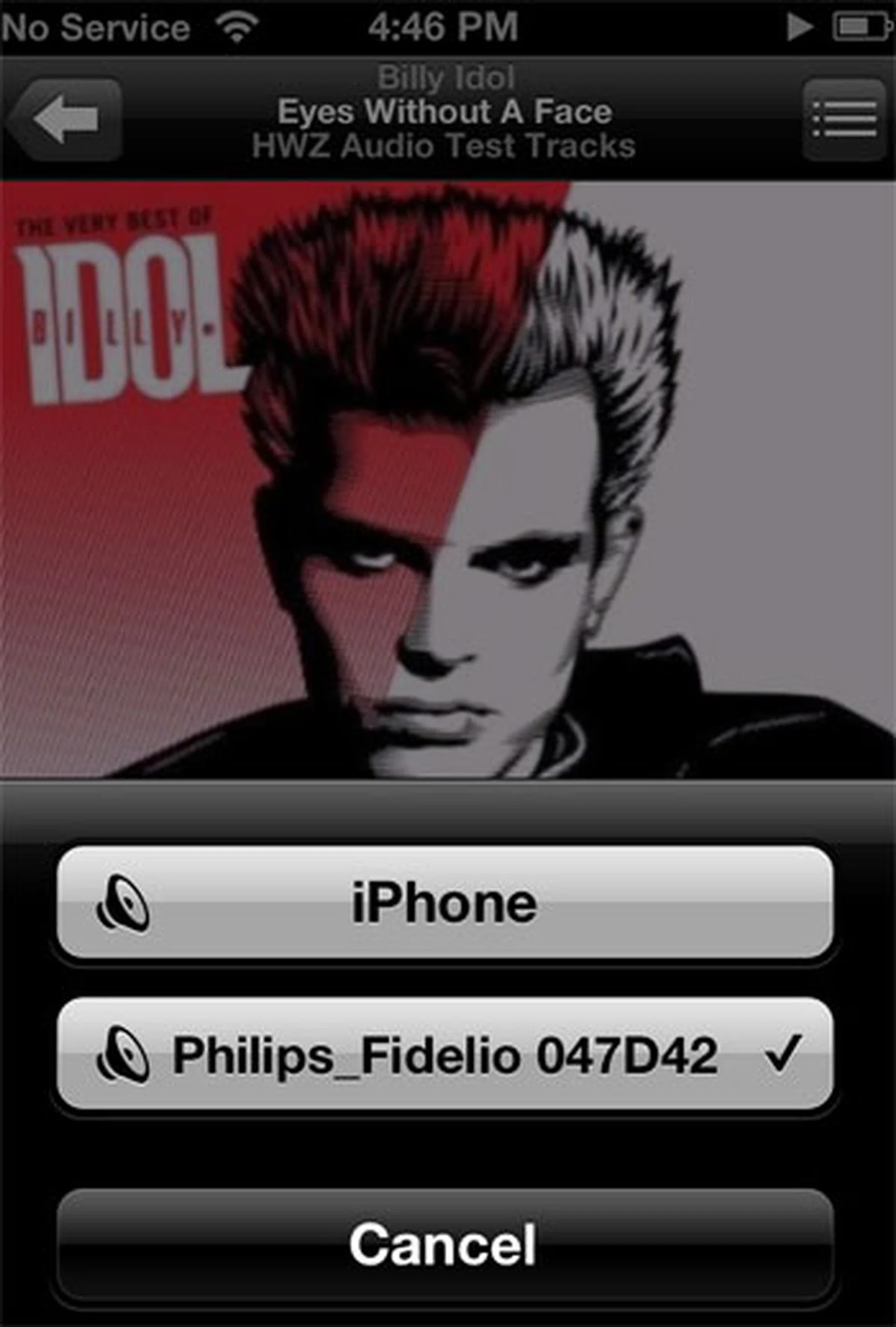To stream songs to the DS9800W, click on the AirPlay icon and enable the Philips Fidelio selection.  
