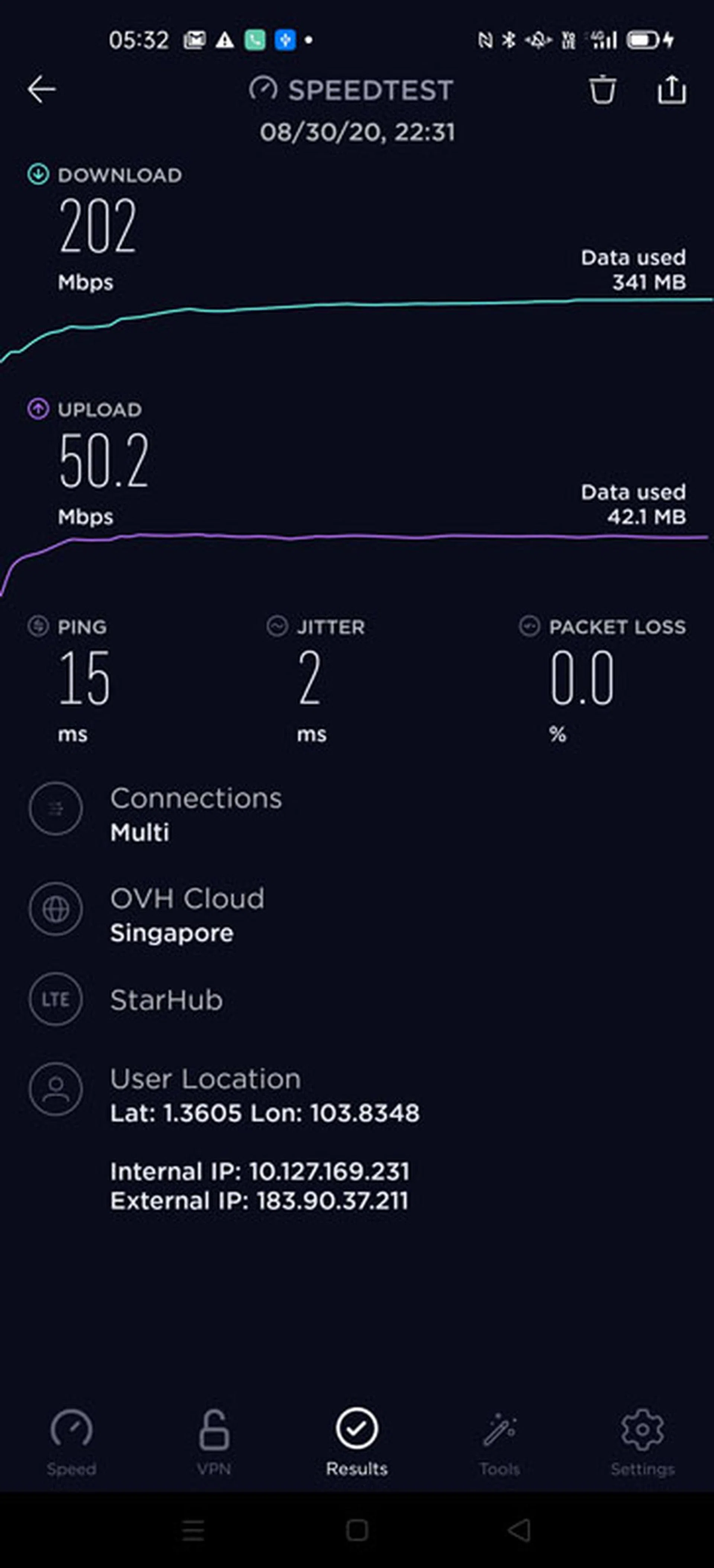 StarHub LTE Test 1