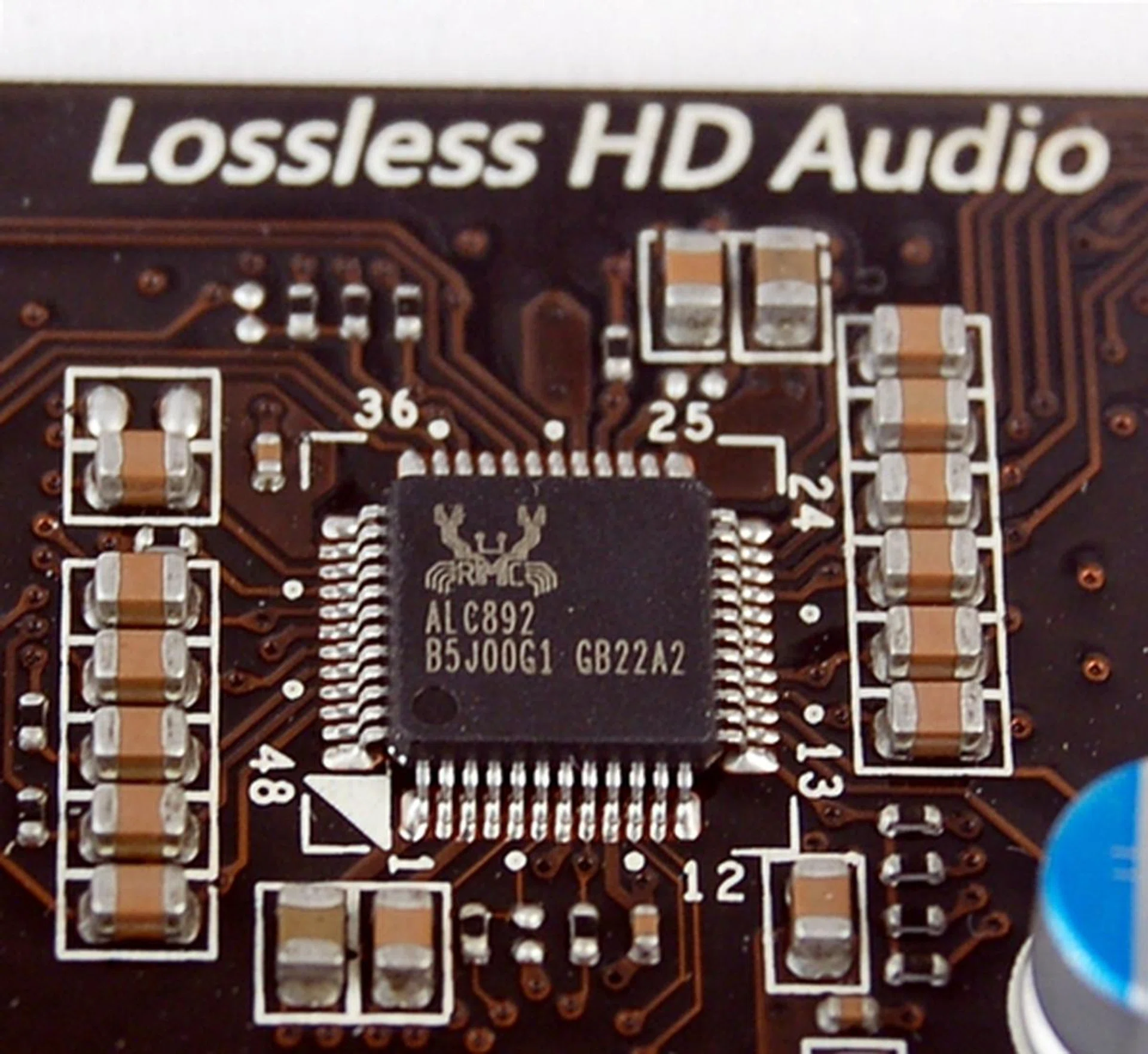 The integrated ALC892 HD audio CODEC chipset is from Realtek, which has a virtual monopoly over the supply of such chipsets to motherboard manufacturers.