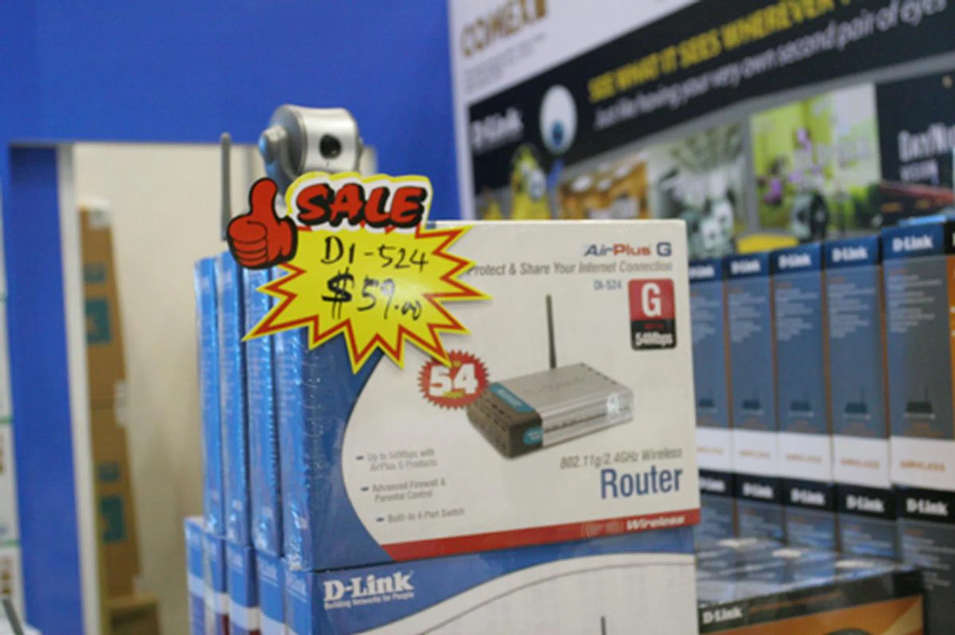  D-Link's DI- 524 wireless router is going for sale at the price of $59 which suits all personal needs. This is no doubt one of the must-buy products.  
