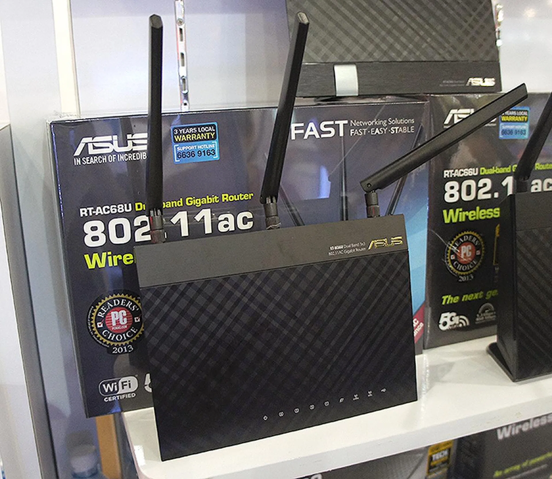 If you don't need Wireless-AC, the RT-N66U supports Wireless-N, and is going for $209. It comes with a 2,600mAh mobile battery bank and free Trend Micro security software.