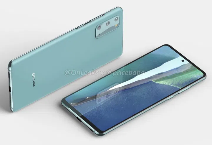 Render of the Samsung Galaxy S20 FE 5G.