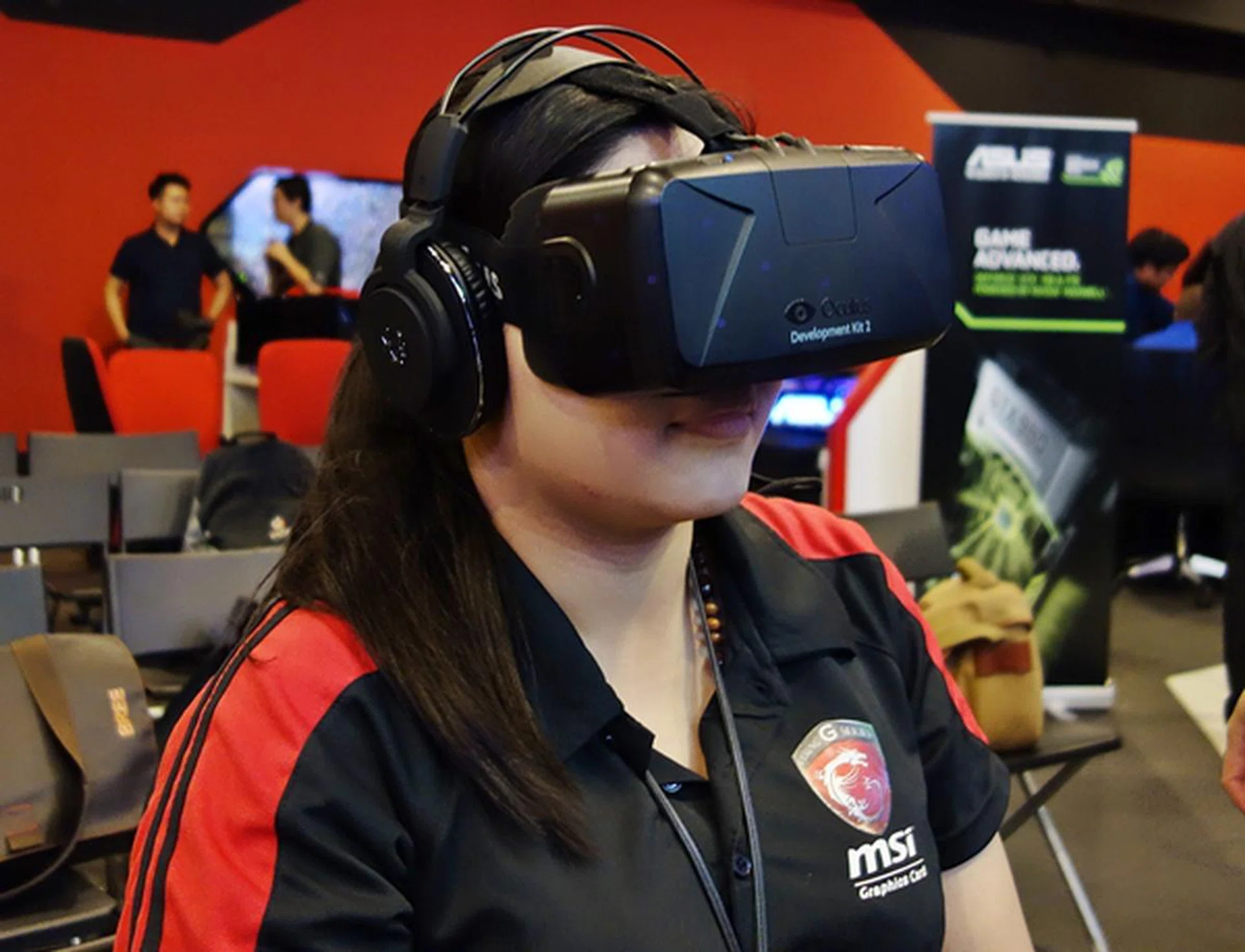 The Oculus DK2 head-mounted display unit was also on demo!