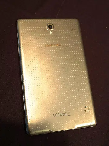 The Tab S shares the 'Modern Glamour' design aesthetic of the Galaxy S5.