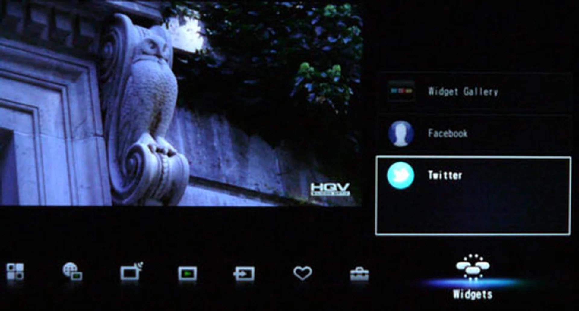 Only Twitter and Facebook are installed on the Widgets tab by default. You may download more via the Widget Gallery also found under the Widgets tab. 