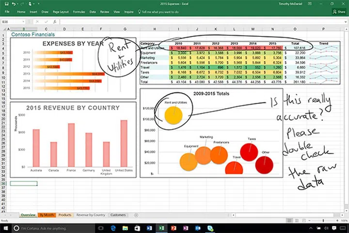 If you have an Apple Pencil, you can now start inking in Office on iPad Pro without having to select a tool first. (Image source: Microsoft.)