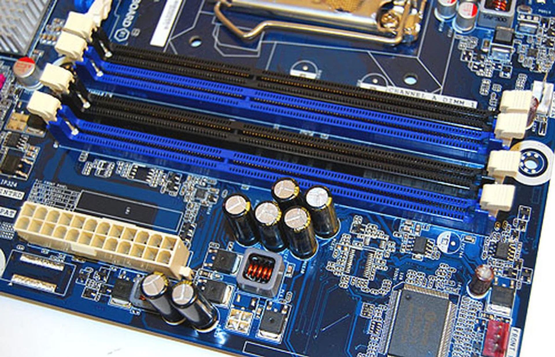 Dual-channel DDR3 DIMM slots are expected for this board so it's no surprise to find four slots, supporting speeds up to 1333MHz with a total addressable memory support of 16GB.