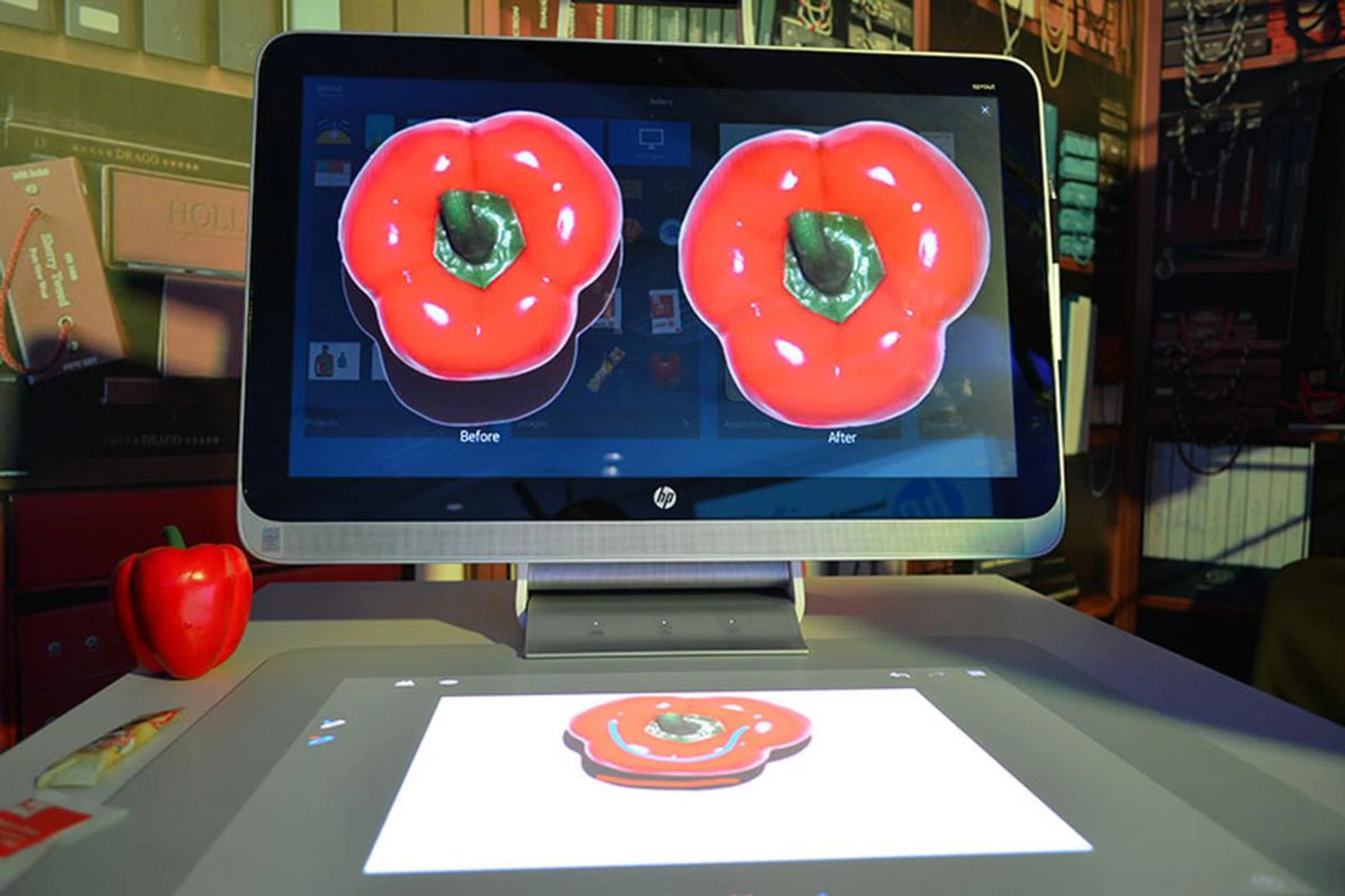 The HP Sprout includes editing capabilities that allow you to easily remove things like shadows from images. 