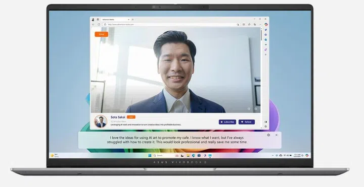 Copilot’s Live Captions function. PHOTO: ASUS