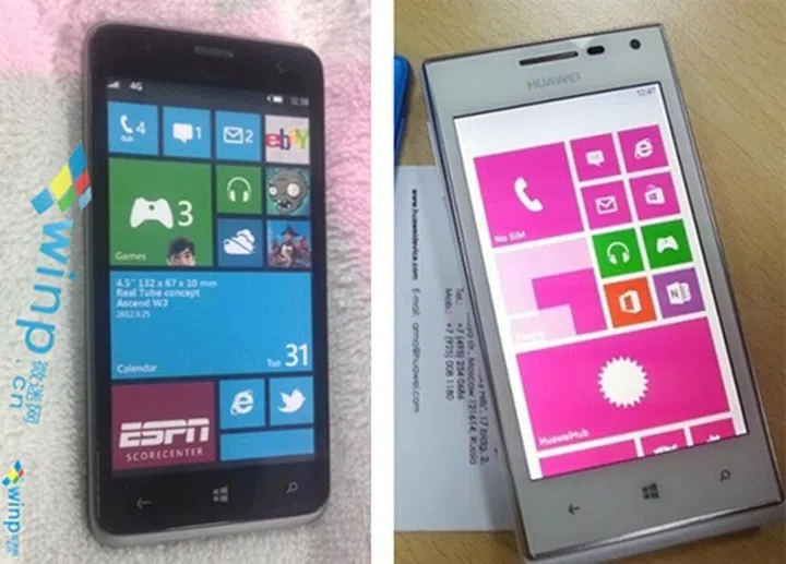 The alleged Huawei Ascend W2 vs the Ascend Huawei W1. The former is said to be the higher-end flagship WP8 device out of the two.