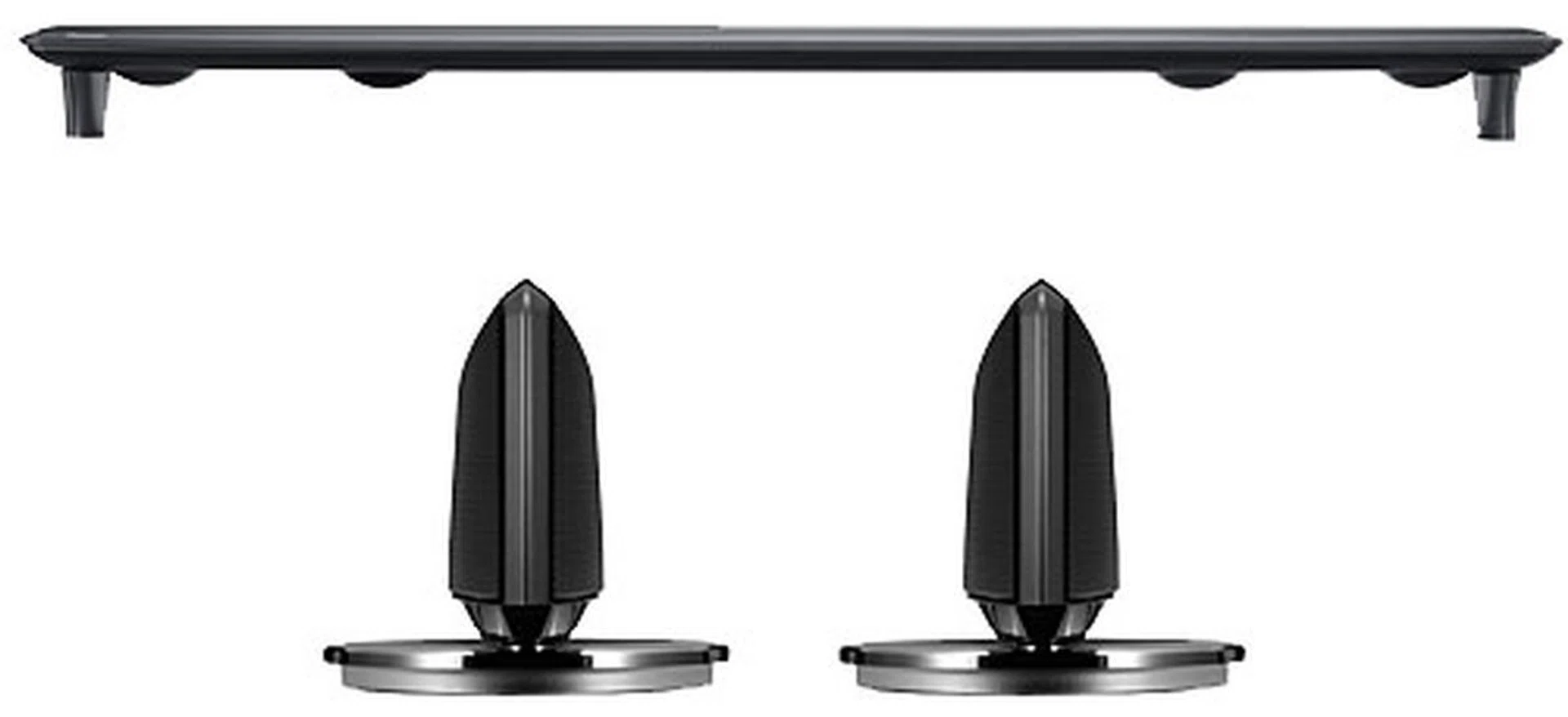 Bar-type Sound Wing speakers (top) and satellite-type Sound Wing speakers (bottom).