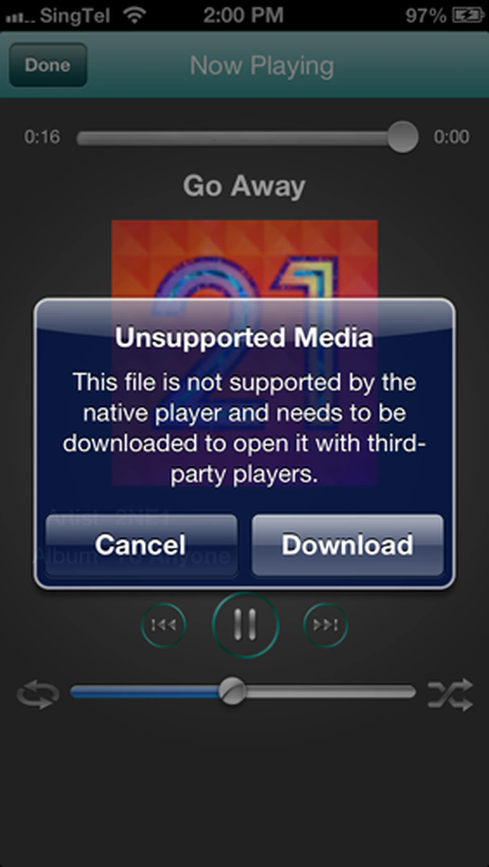 If the Seagate Media app encounters a file with an unsupported format, it will offer you the option of downloading it onto your device whereby you can then open it with a third-party player.