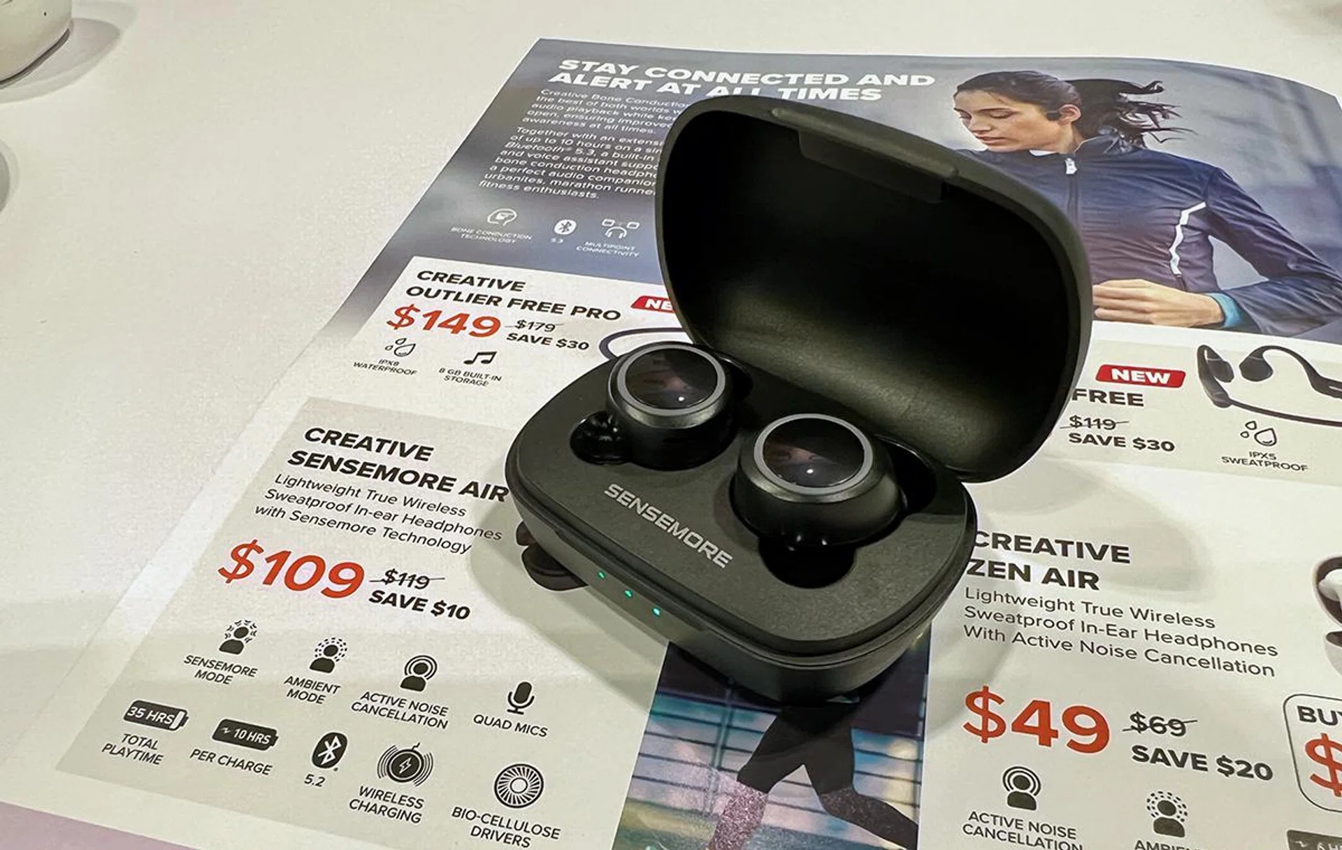 Creative Sensemore Air (centre).