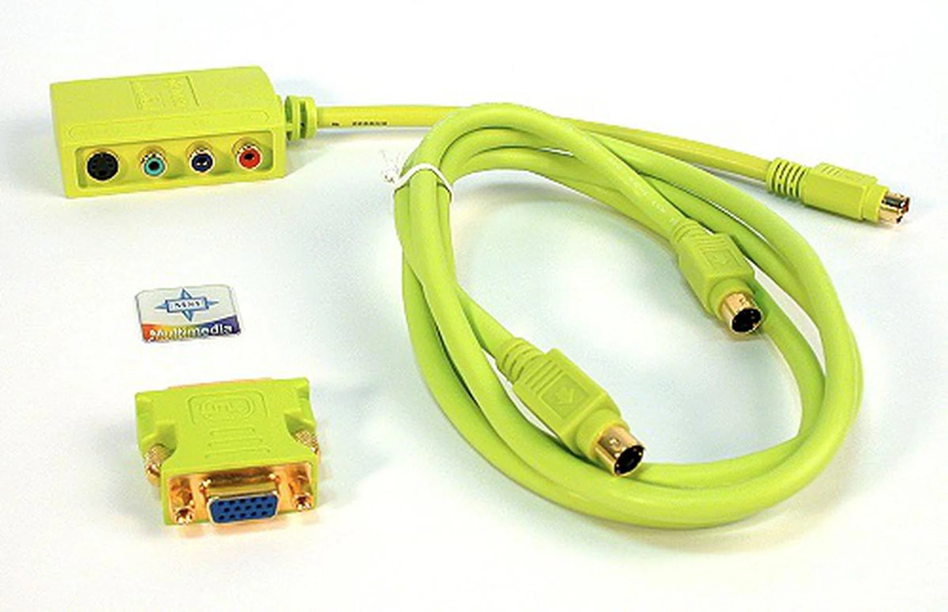 Its accessories are as follows:- HDTV / VIVO breakout box, DVI-I to VGA converter, casing sticker and an S-Video extension cable