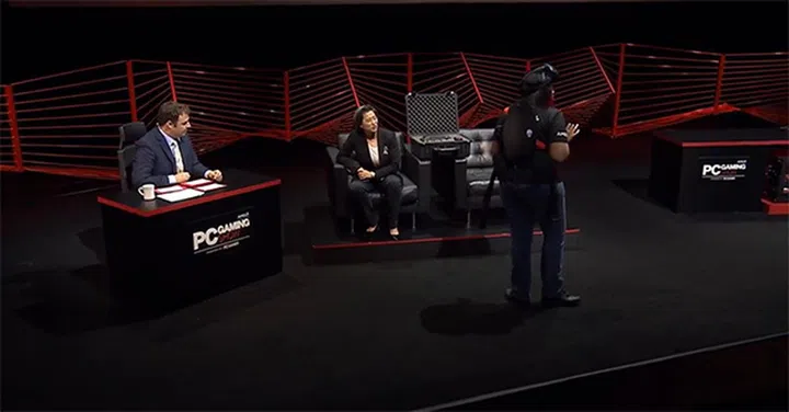 The Alienware system here has a Radeon RX 480 installed inside.