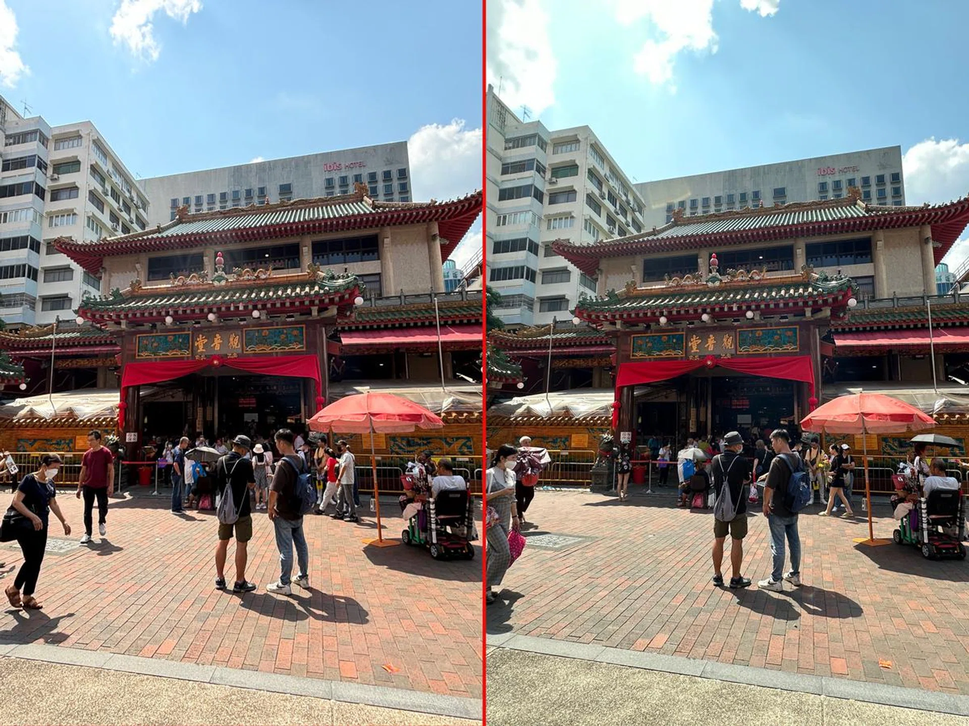 Ultrawide camera comparison. 100% crop. iPhone 15 on the left, iPhone 14 Pro Max on the right. (Click on image to see full resolution)