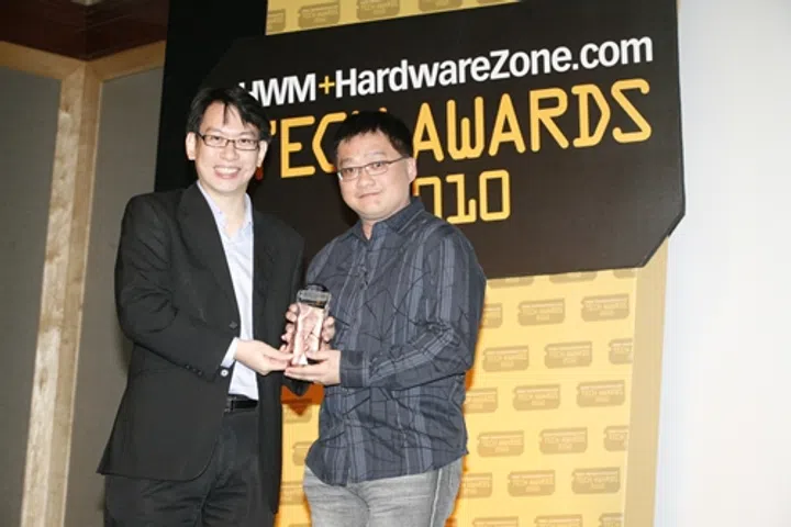 Eugene Low, seen here posing with Mr. Edward Lim, Managing Consultant, CIZA Concept, who collected an award on behalf of NVIDIA. The brand was awarded a Reader's Choice Award under the category of Best Gaming Graphics Chip. On a related note, NVIDIA's partner brand, Galaxy, won an Editor's Choice Award for Best High-End NVIDIA Graphics Card with their GeForce GTX 285 OC with AC Edition.