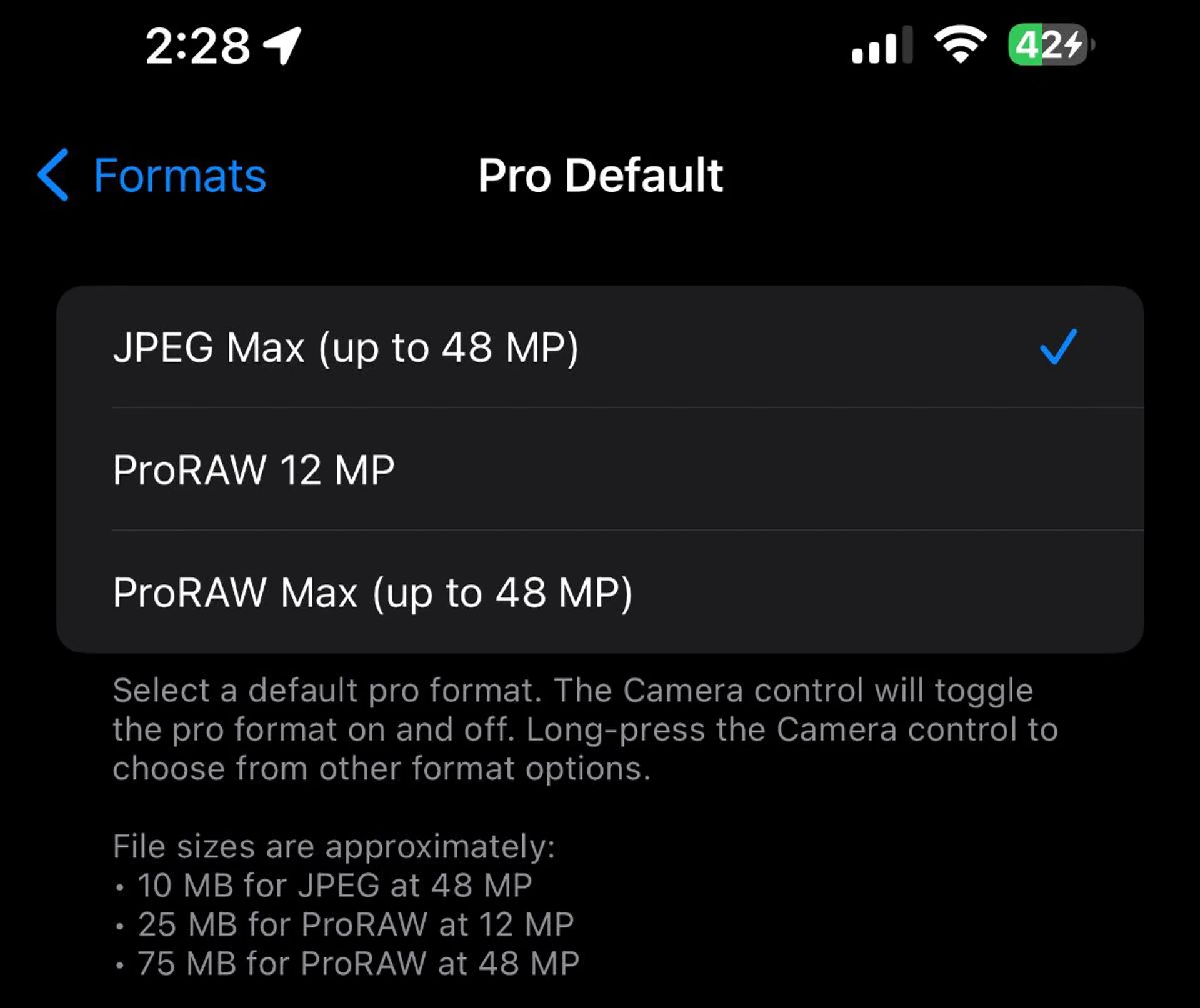 You have more options now if you want 48MP photos.
