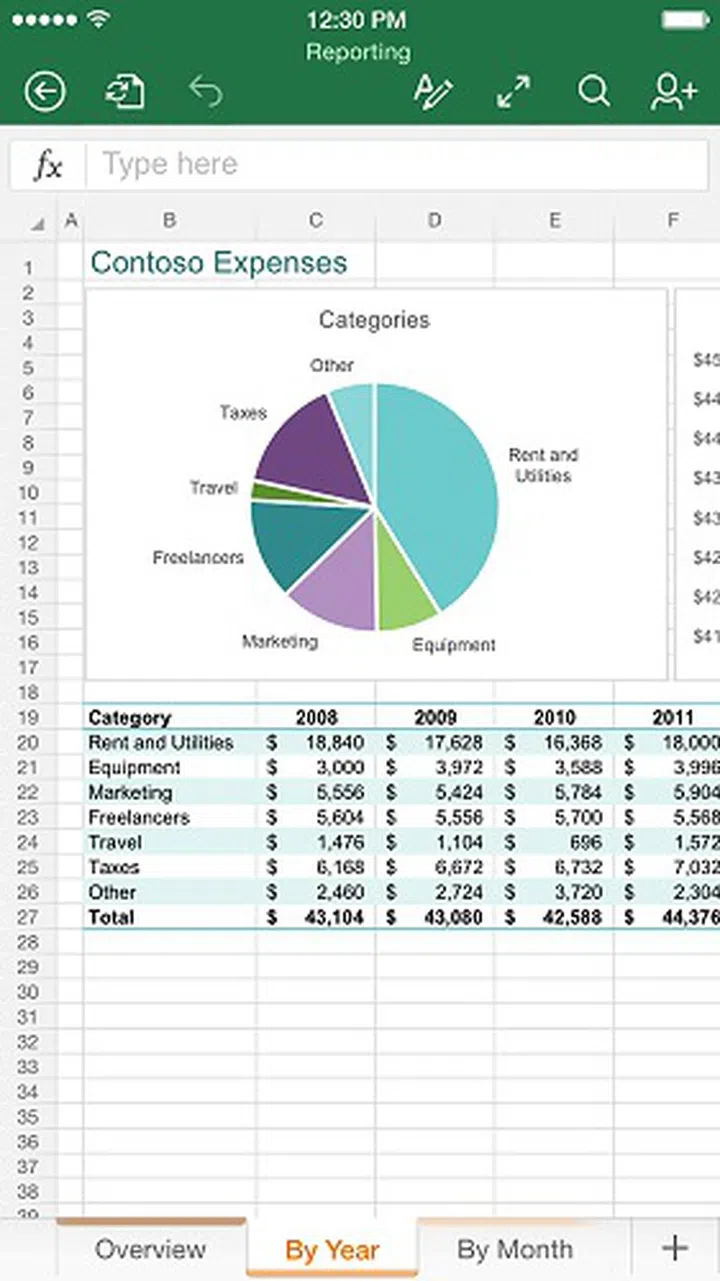 Here's Office for iPhone in action with Microsoft Excel - you can add and edit tables or charts on the move.