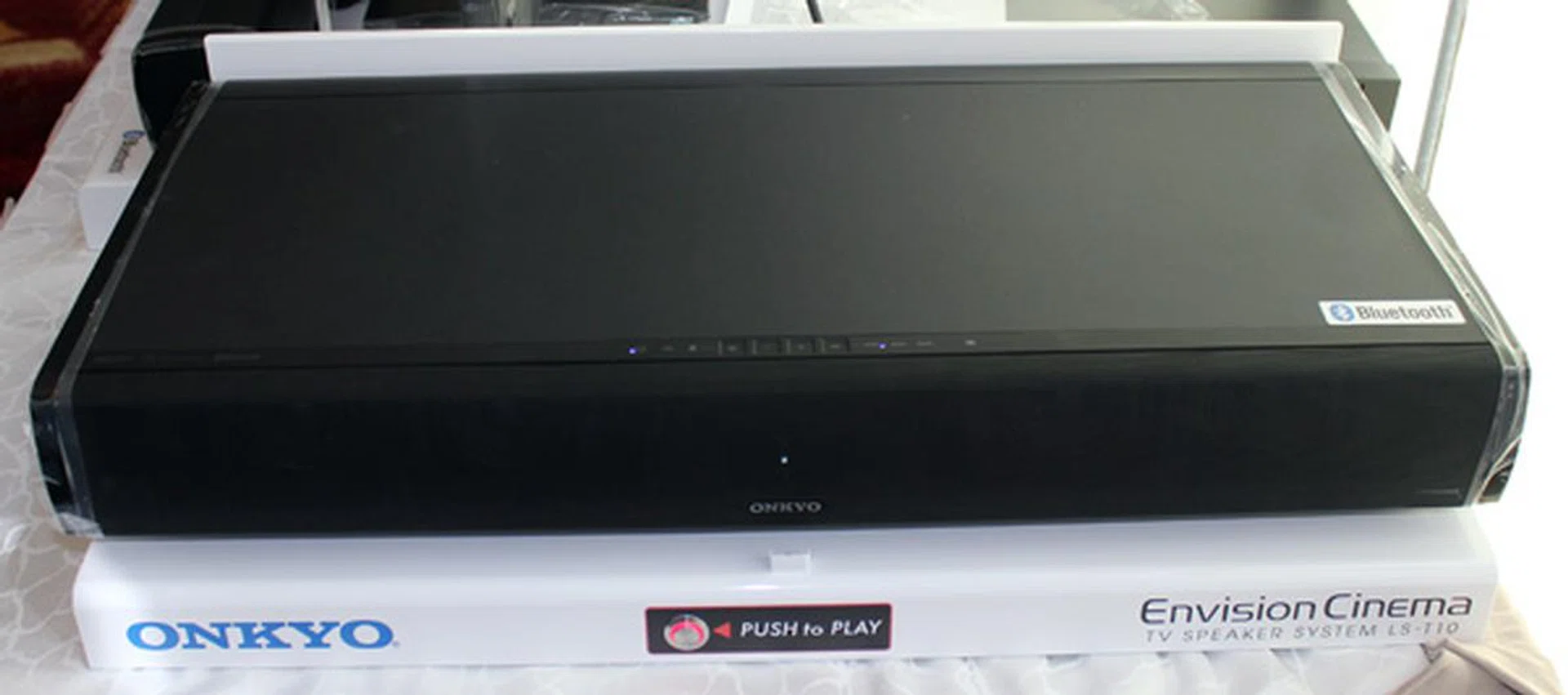 The Onkyo LS-T10 acts more like a sound plate or stand for your TV and features a built-in, down-firing sub-woofer in the same cabinet as its six full range drivers.