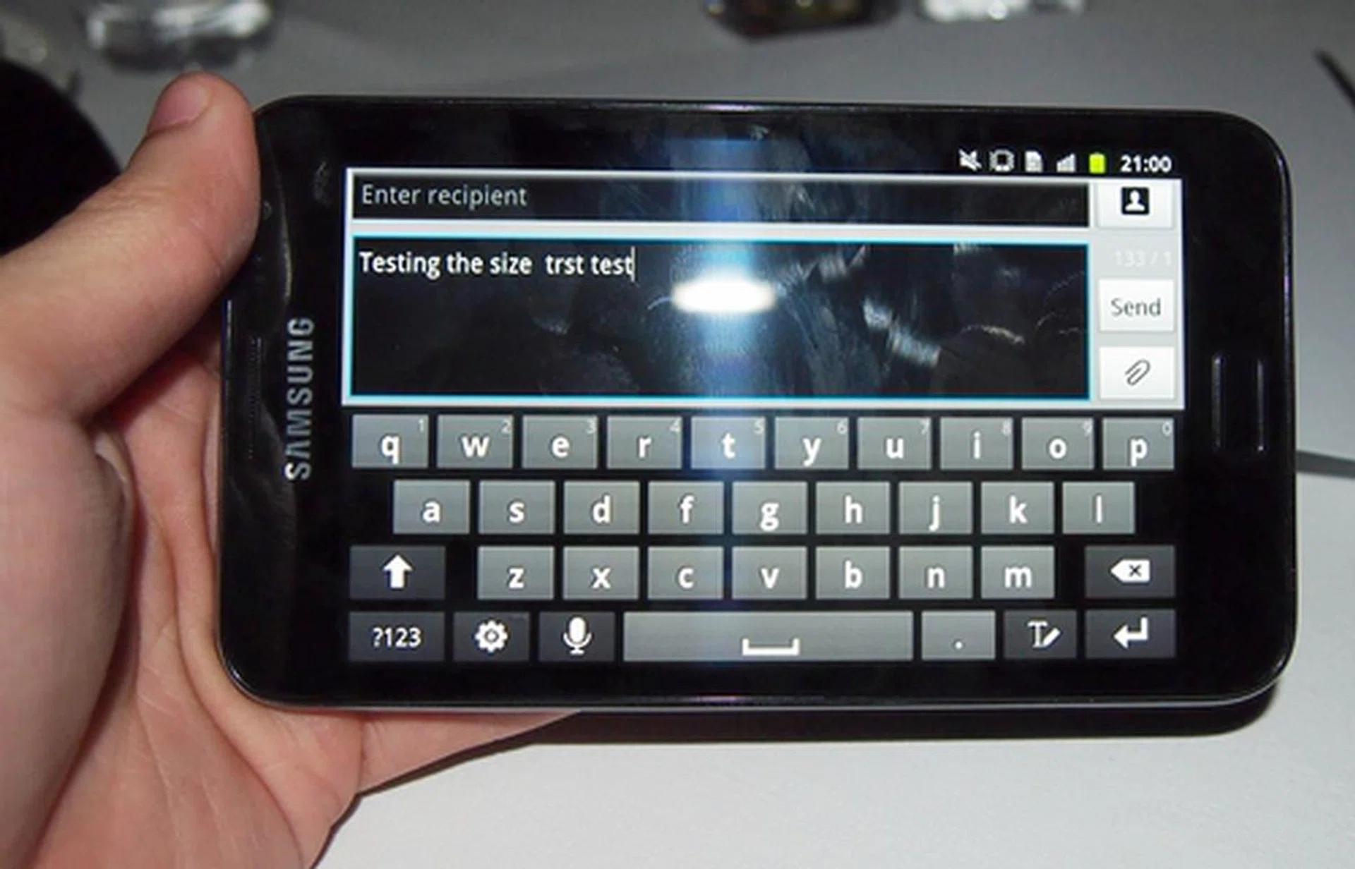 The virtual keyboard can also be used in landscape mode.