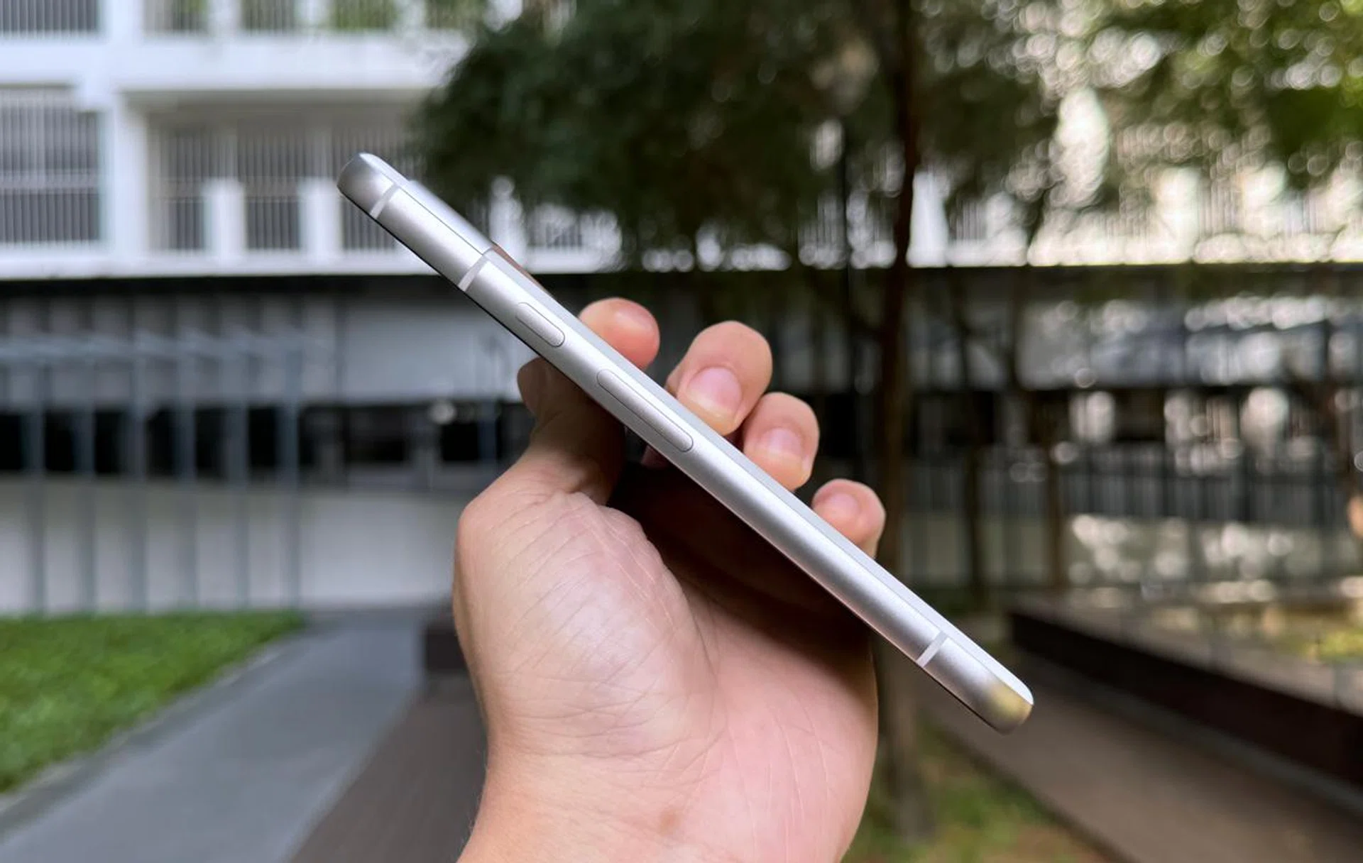 Volume and power buttons on the Google Pixel 8a.