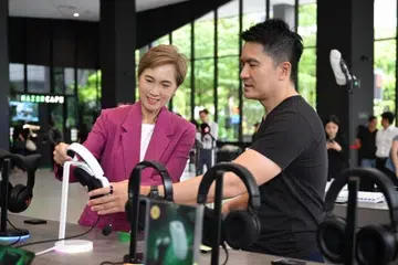 Minister Josephine Teo and Razer chief executive Tan Min-Liang at the opening of Razer’s AI Centre of Excellence.