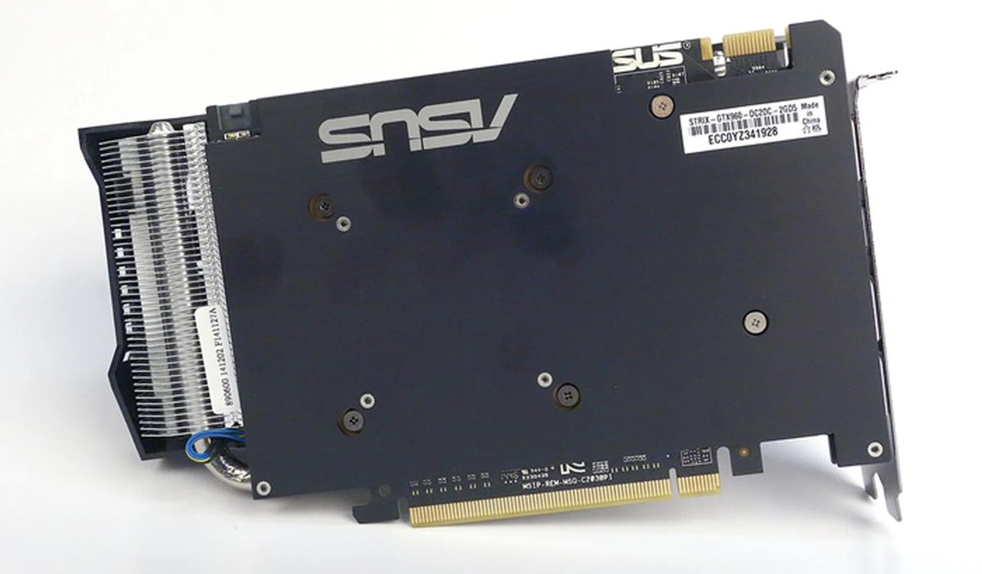 The rear backplate of the ASUS card provides protection and cooling for the PCB.
