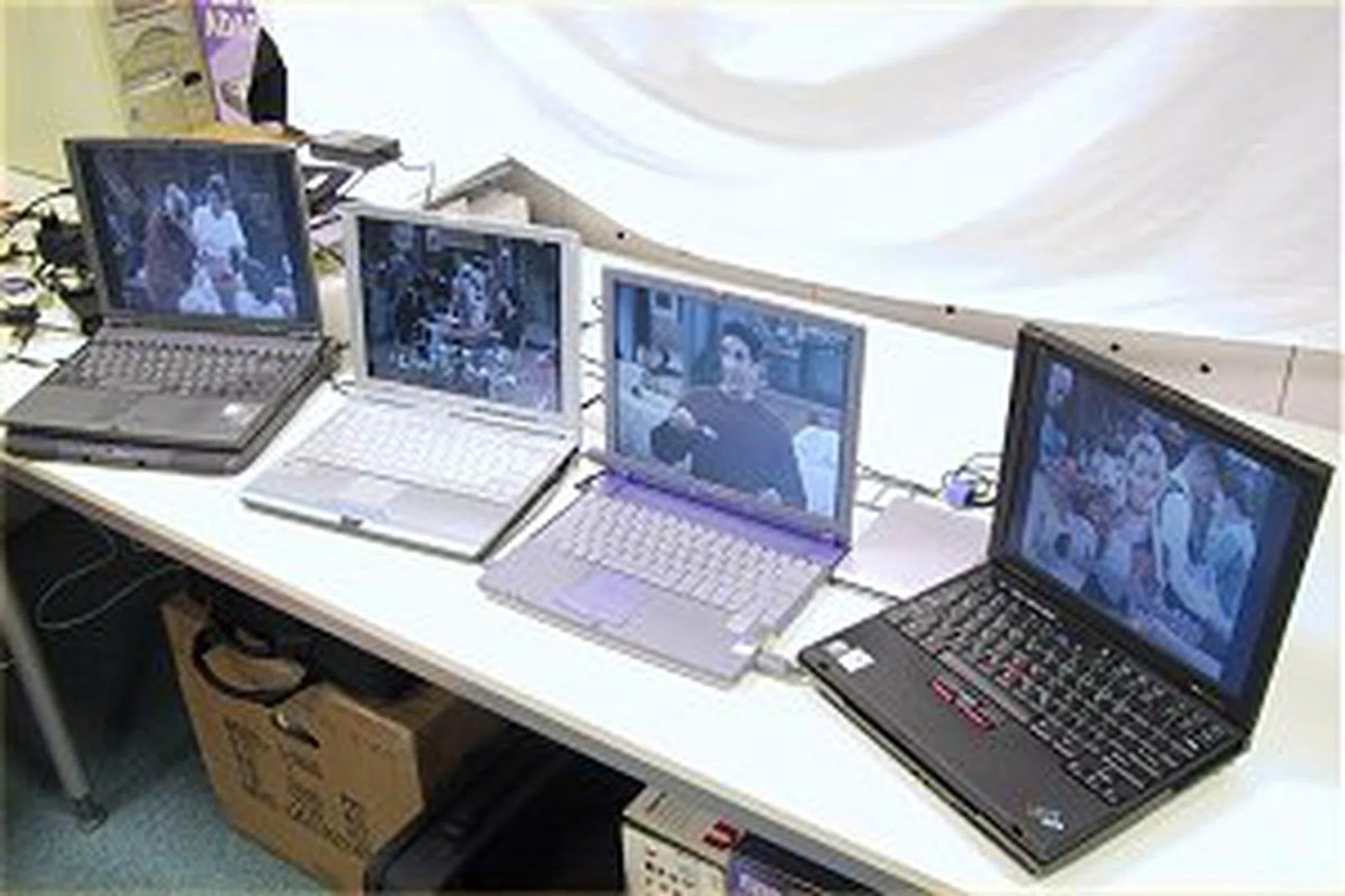 Four of the finalists - from left, the Toshiba Portege 7200CT, Fujitsu LifeBook S-4546, Sony VAIO PCG-Z505GA and IBM ThinkPad X20-31A. 
