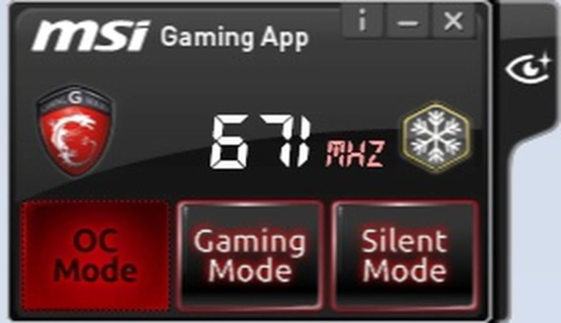 The MSI Gaming App with the new EyeRest tab on the right.