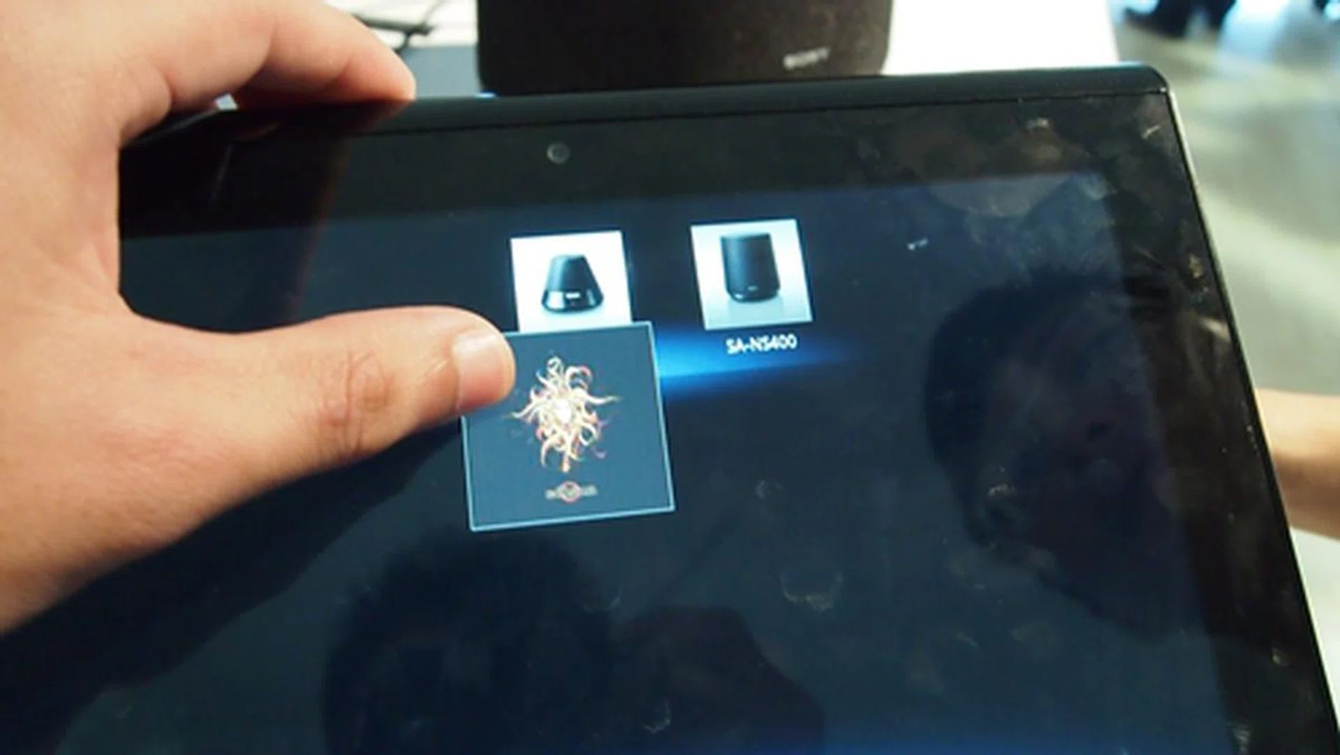 Connecting the Sony Tablet S to DLNA devices is as simple as dragging the multimedia file to the device icon on your tablet.
