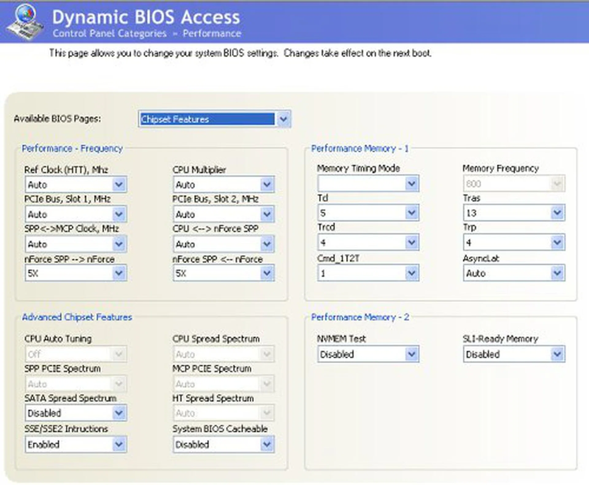 Dynamic BIOS access to many of the actual BIOS options within Windows.