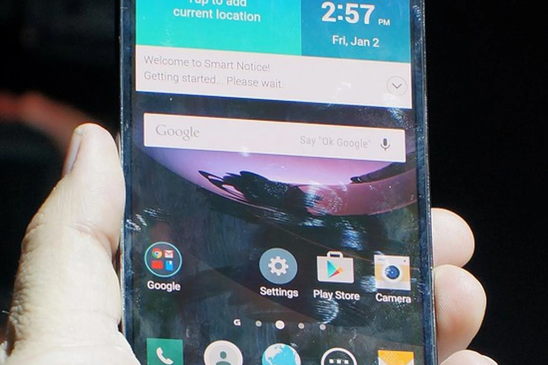 The LG G Flex 2 in the flesh.