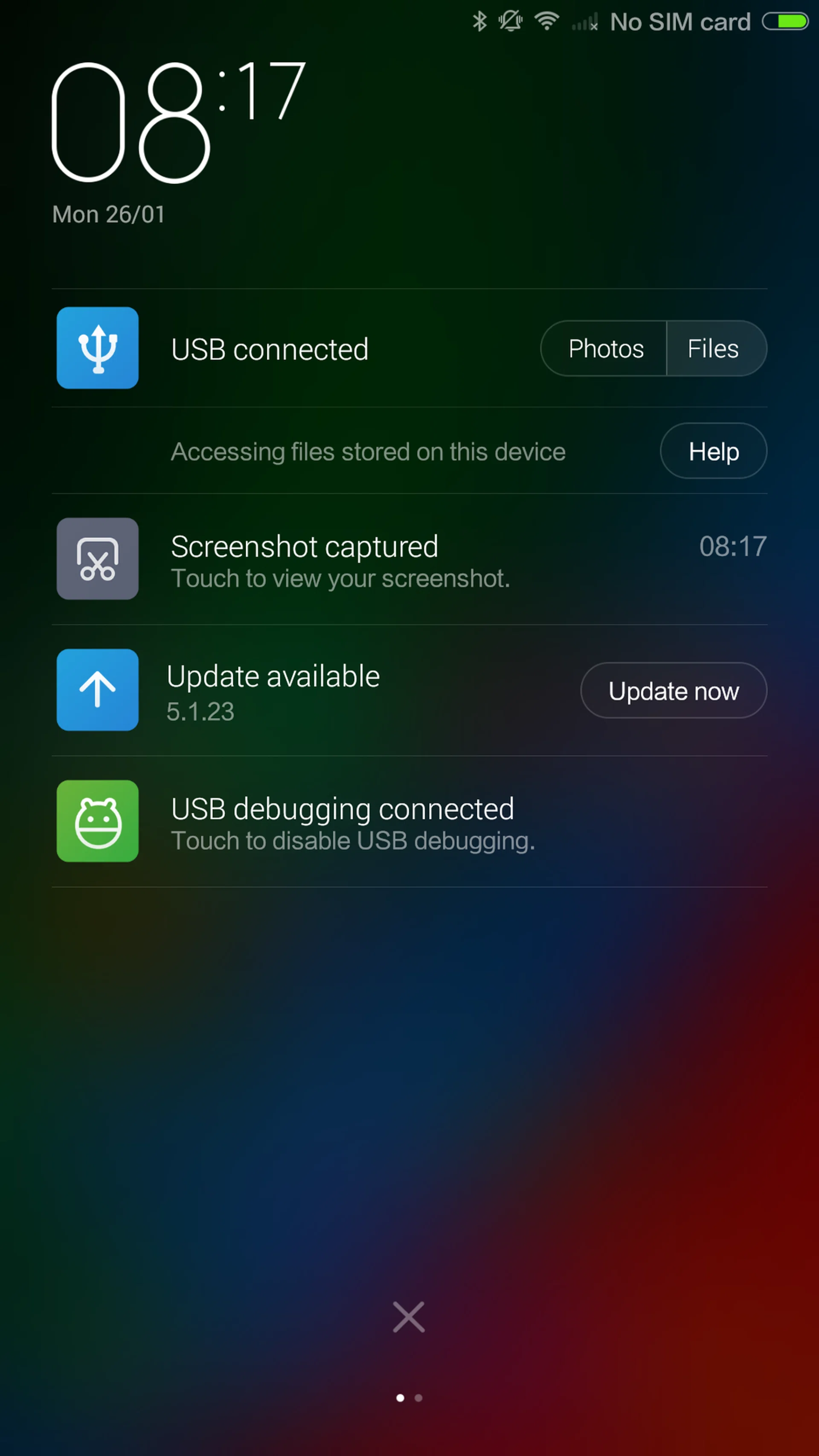 The pull-down notification center even has a faux transparent effect.