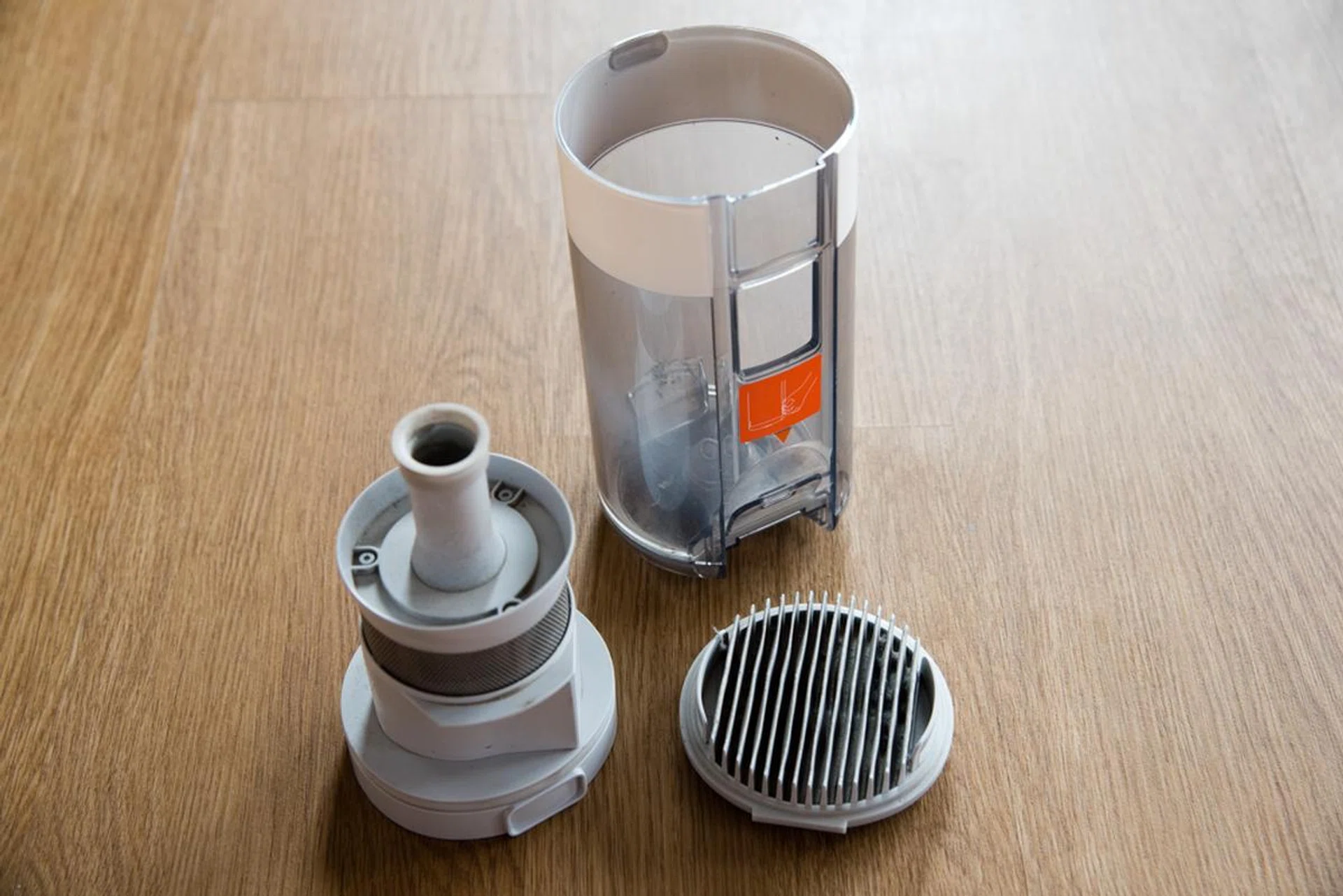 You can also disassemble the bin to clean. You’ll have to change the HEPA filter once every so often.