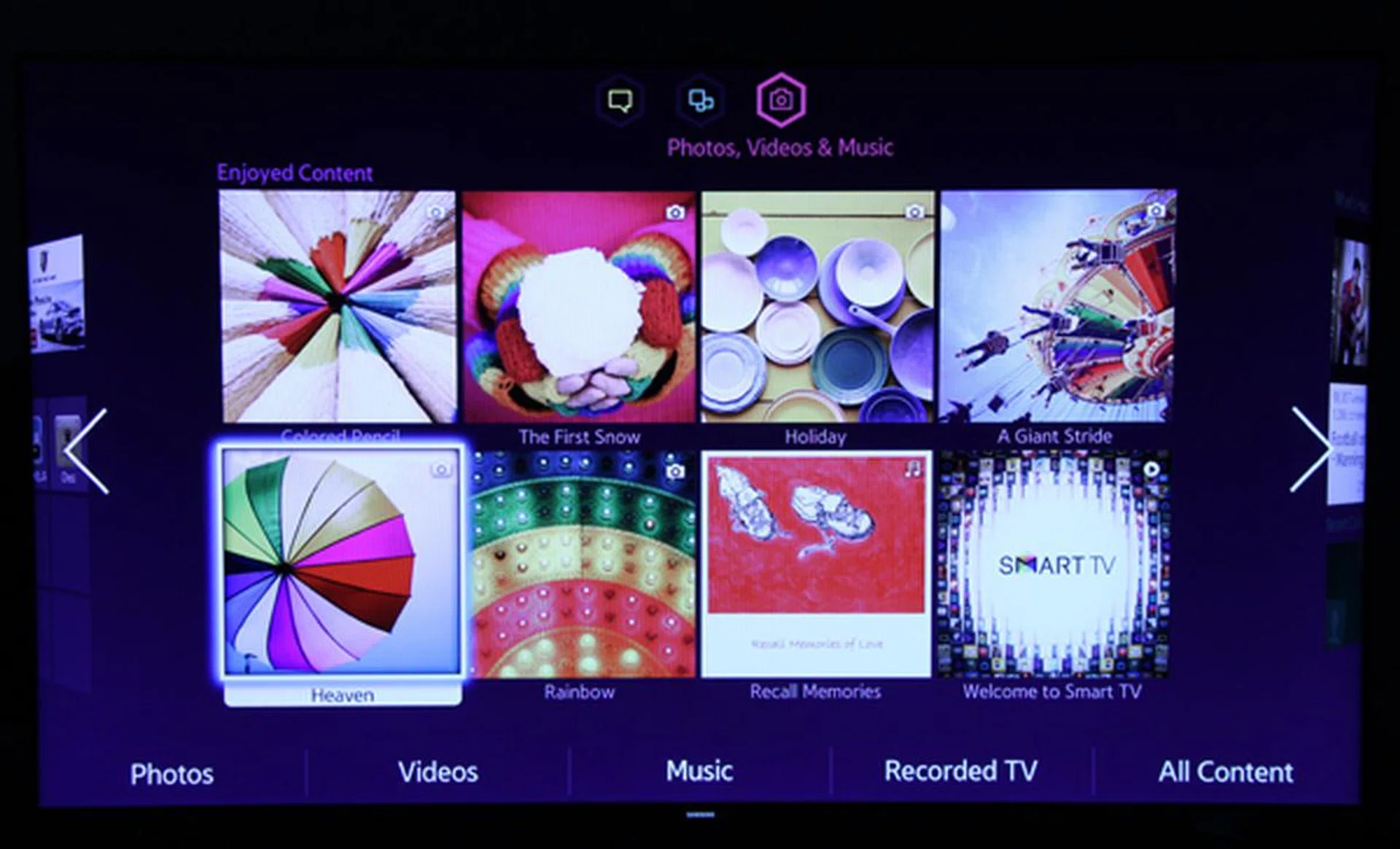 You can also view your own photos and videos on the F8000.