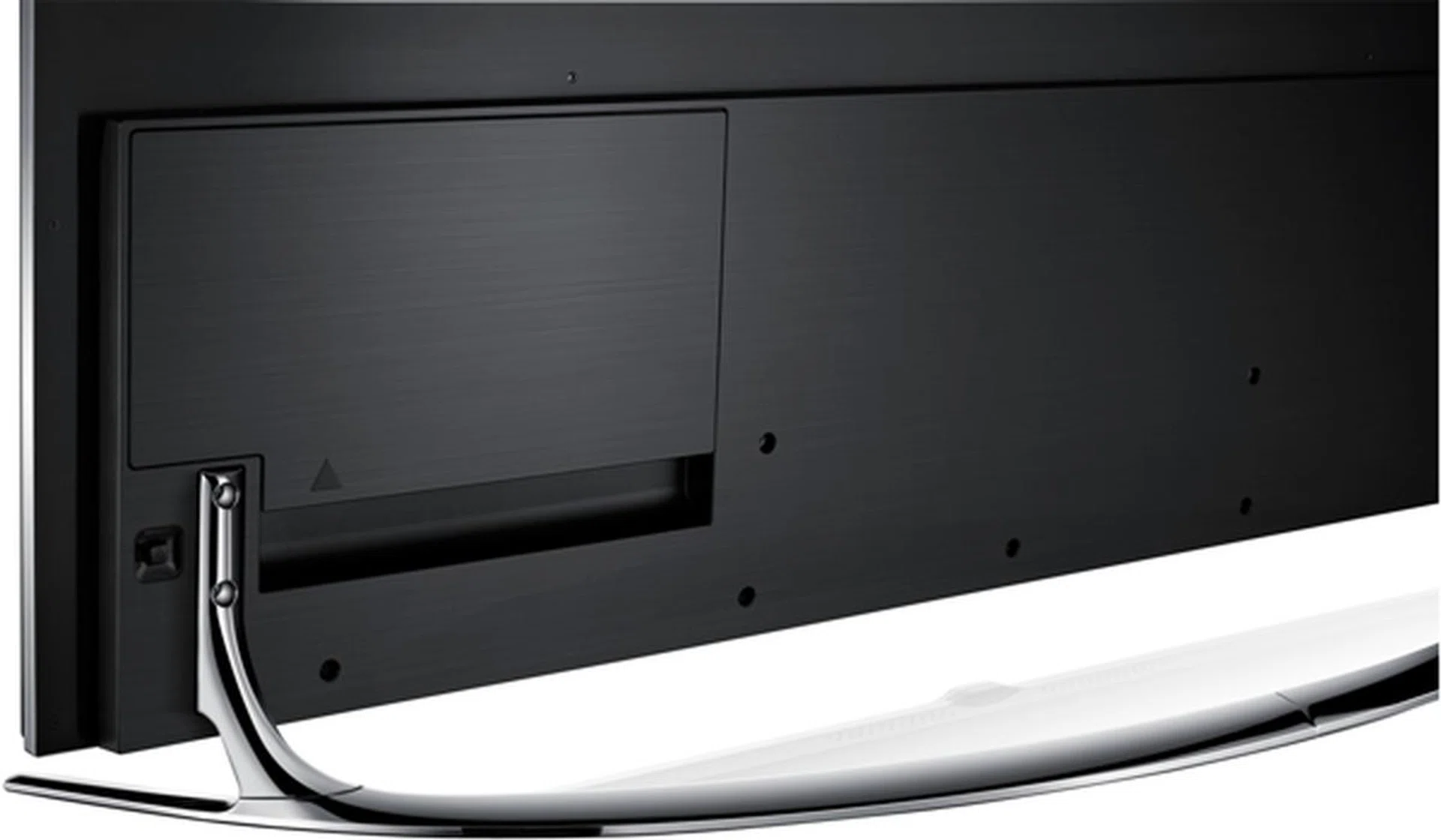 Clean Back design means that the back of the TV also has a refined finish. Also noticeable in this shot is the panel which covers the ports.