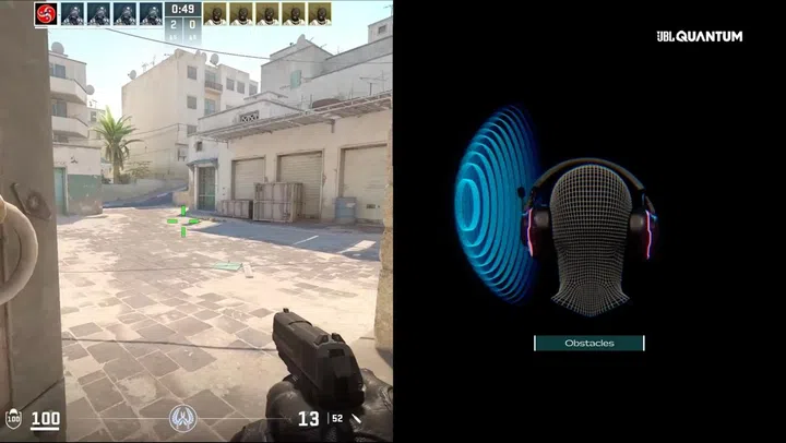 An example of how echolocation of in-game objects work with JBL Quantum Guide Play.