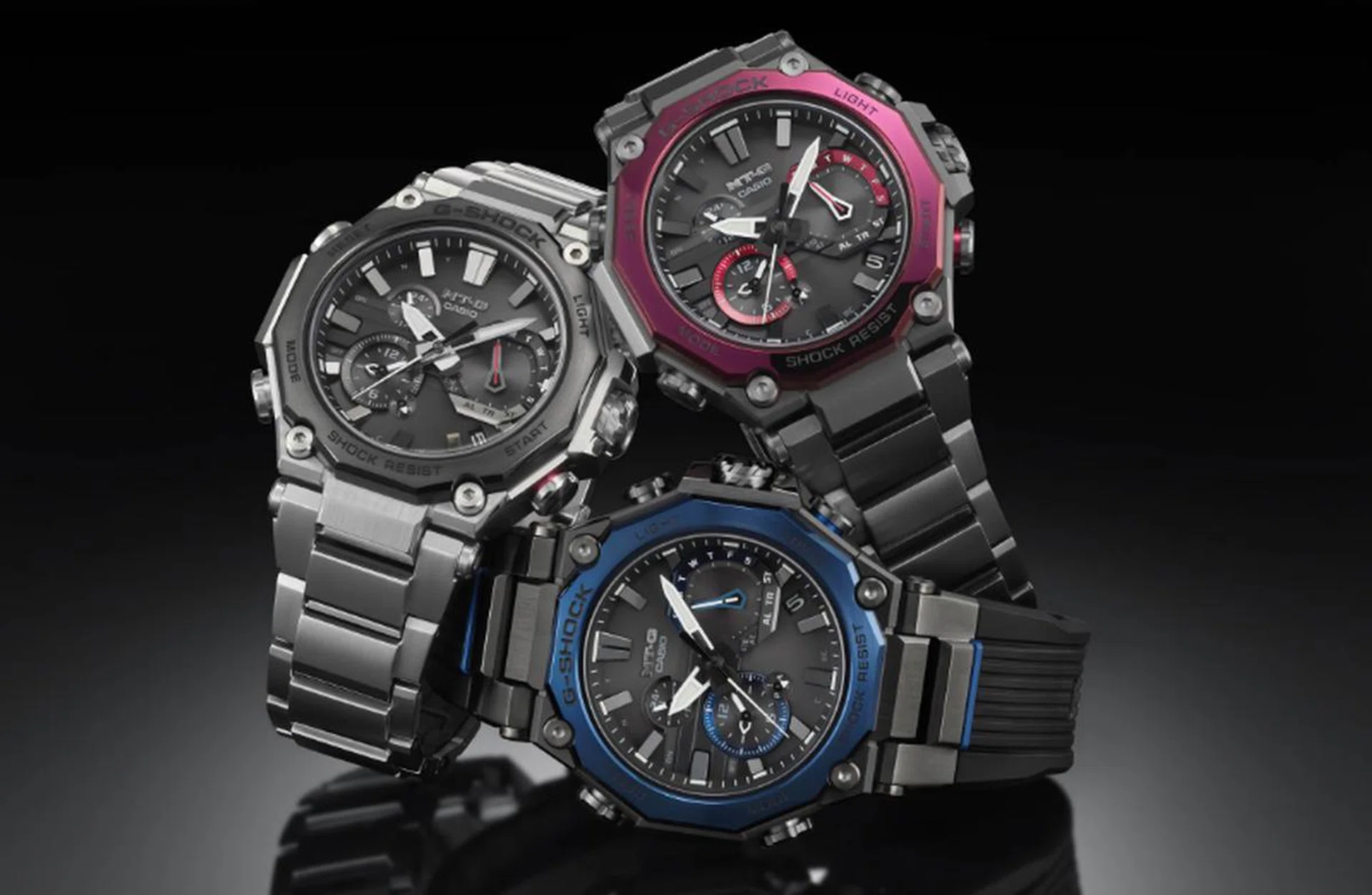 The G-Shock MTG-B2000 is available in three variants. (Image source: Casio)