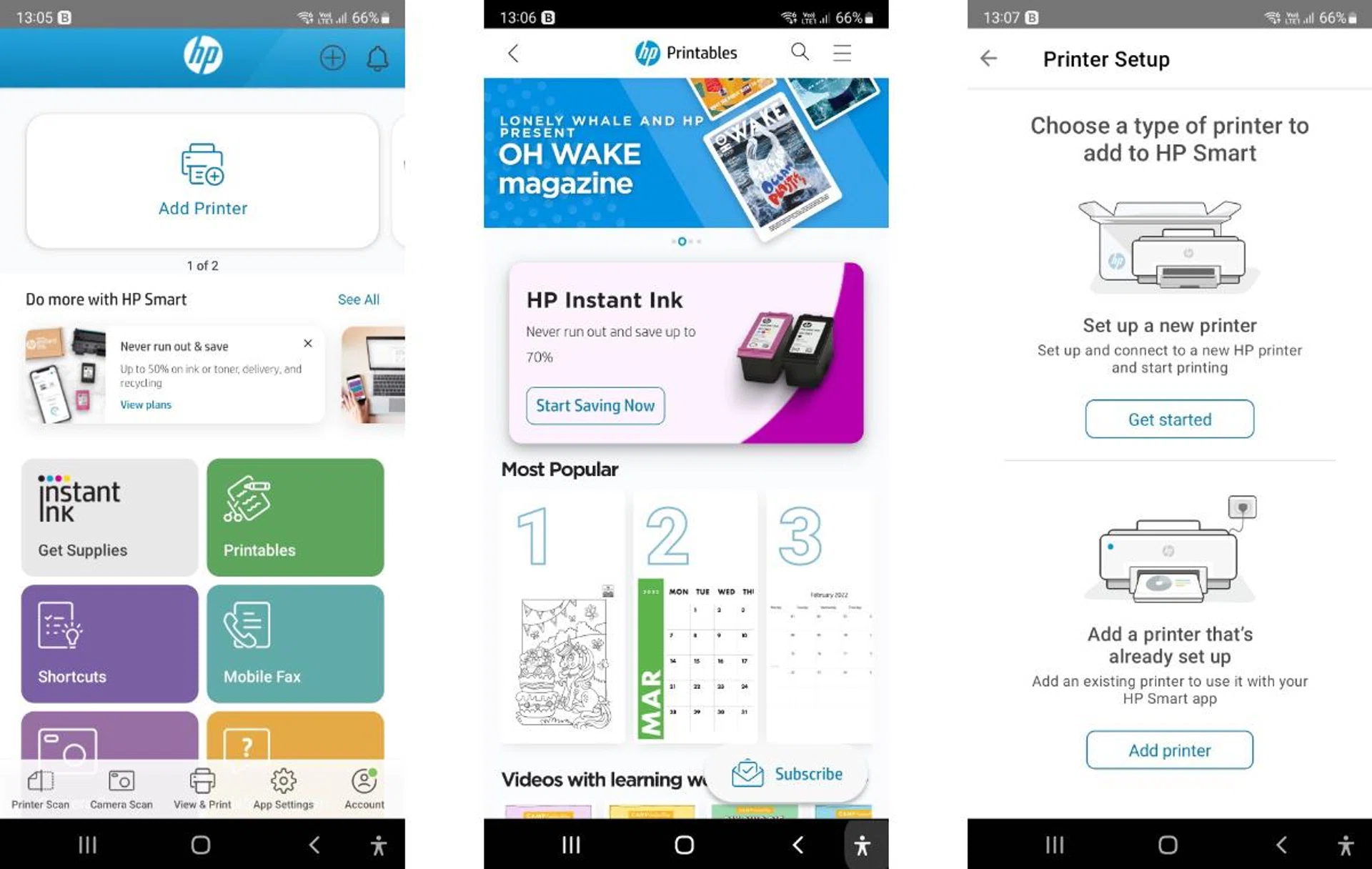 A brief look at the HP printer's app and setup process.