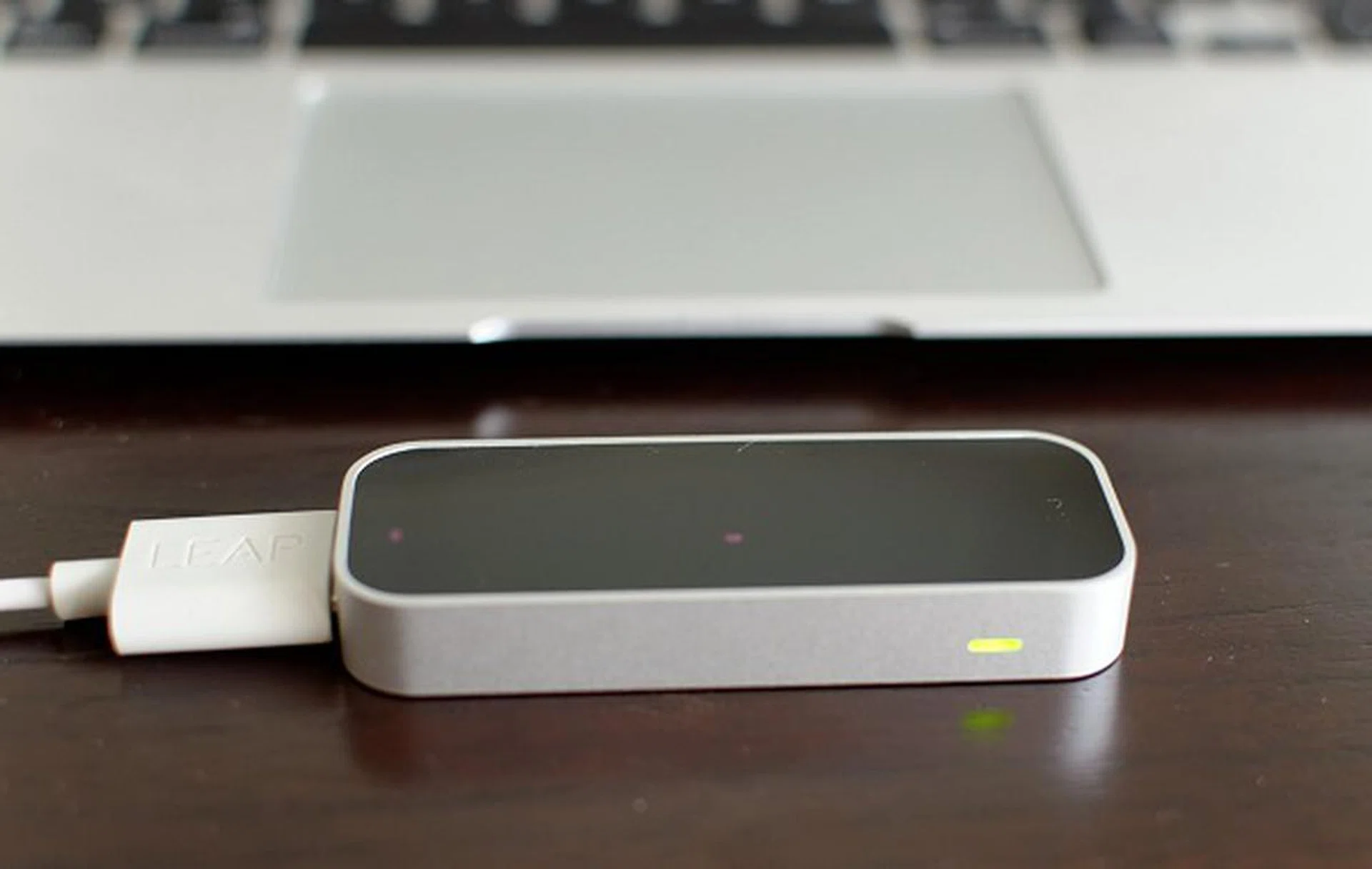 Don't be fooled by this close-up shot as it's just a bit larger than a bulky USB thumb drive. The Leap Motion Controller measures in at 76 x 31 x 12.7mm and it's easily pocketable.