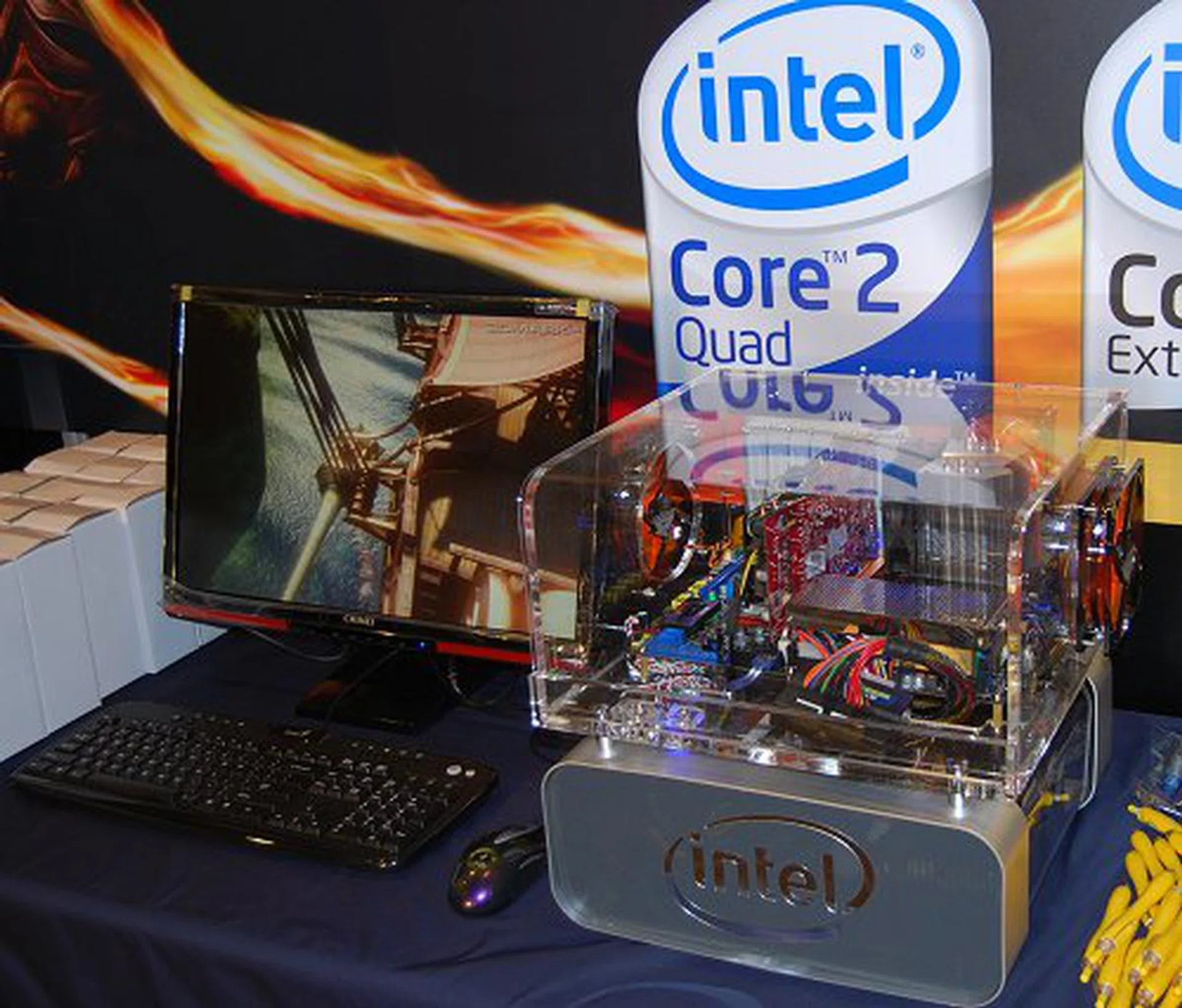  With the competition using Intel's Core 2 Duo E8600 CPU, it's no surprise to find Intel here as a major sponsor.  
