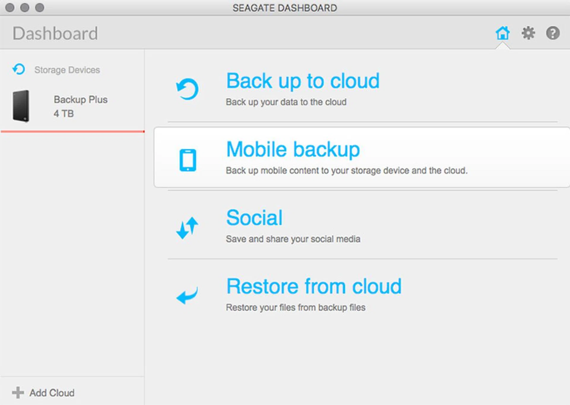 The Seagate Dashboard utility is straightforward and easy to use.